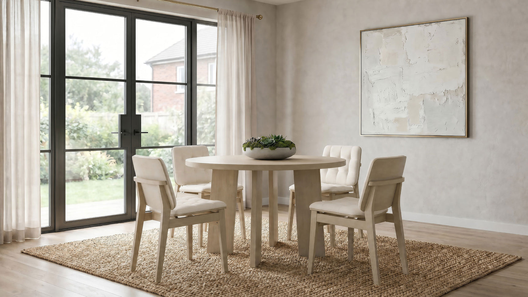 Tampa Furniture Outlet - Coaster - Strouse 5-piece Dining Set Cream and Natural Oak - 193940NAT-S5D