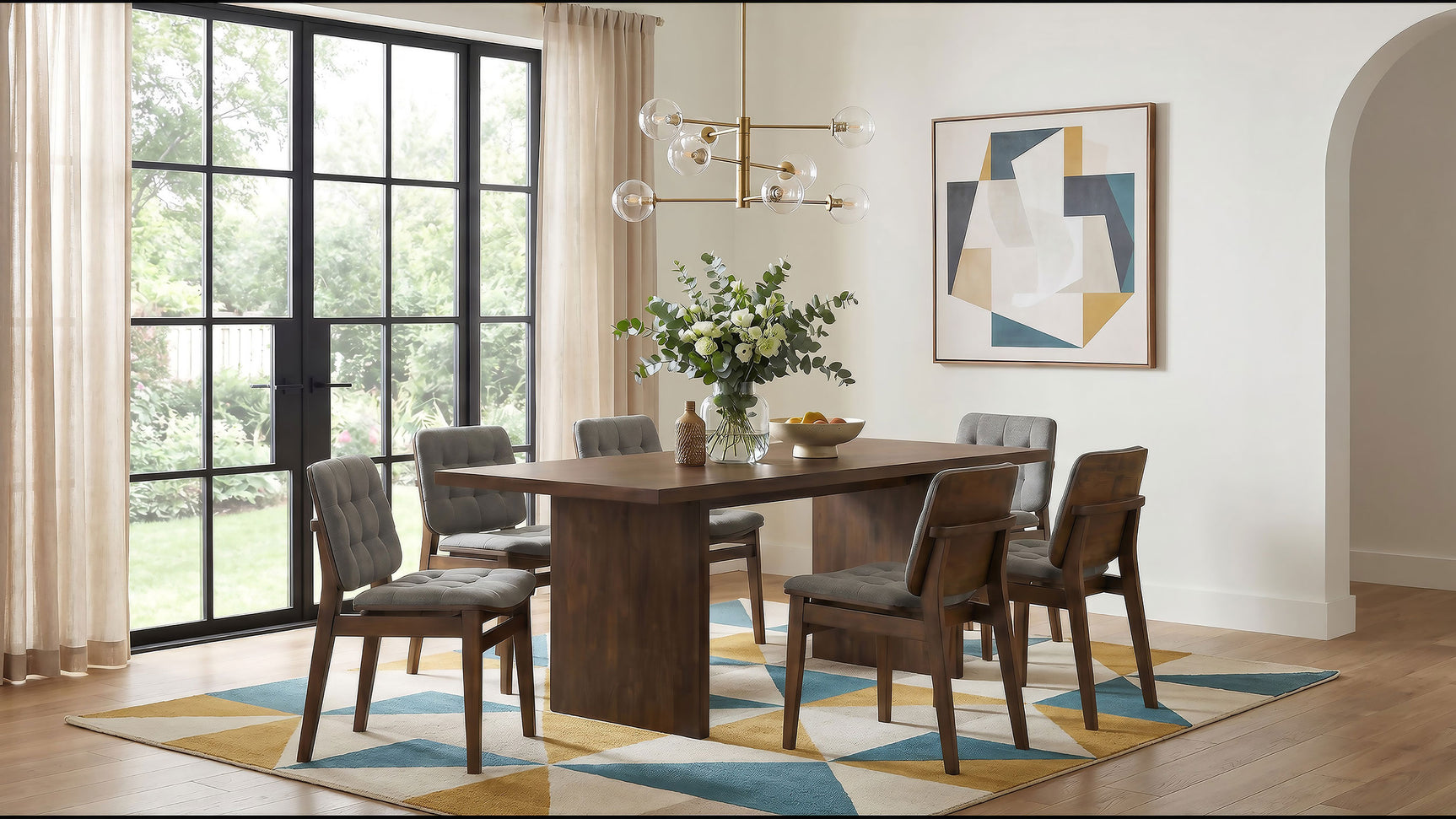 Tampa Furniture Outlet - Coaster - Decker 7-piece 82-inch Rectangular Dining Set Grey and Walnut - 193951WAL-S7E