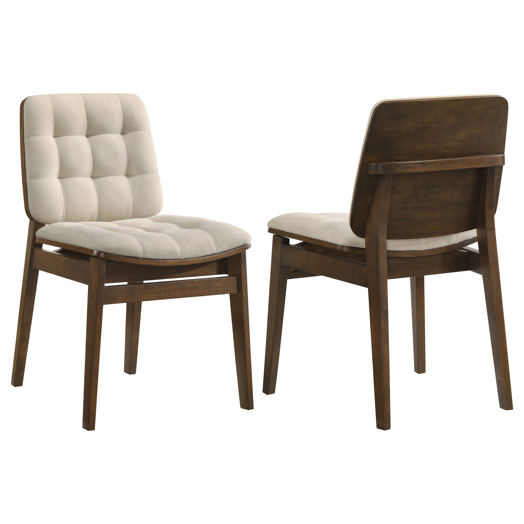 Tampa Furniture Outlet - Coaster - Redbridge Upholstered Side Chair Cream and Walnut (Set of 2) - 193952WAL