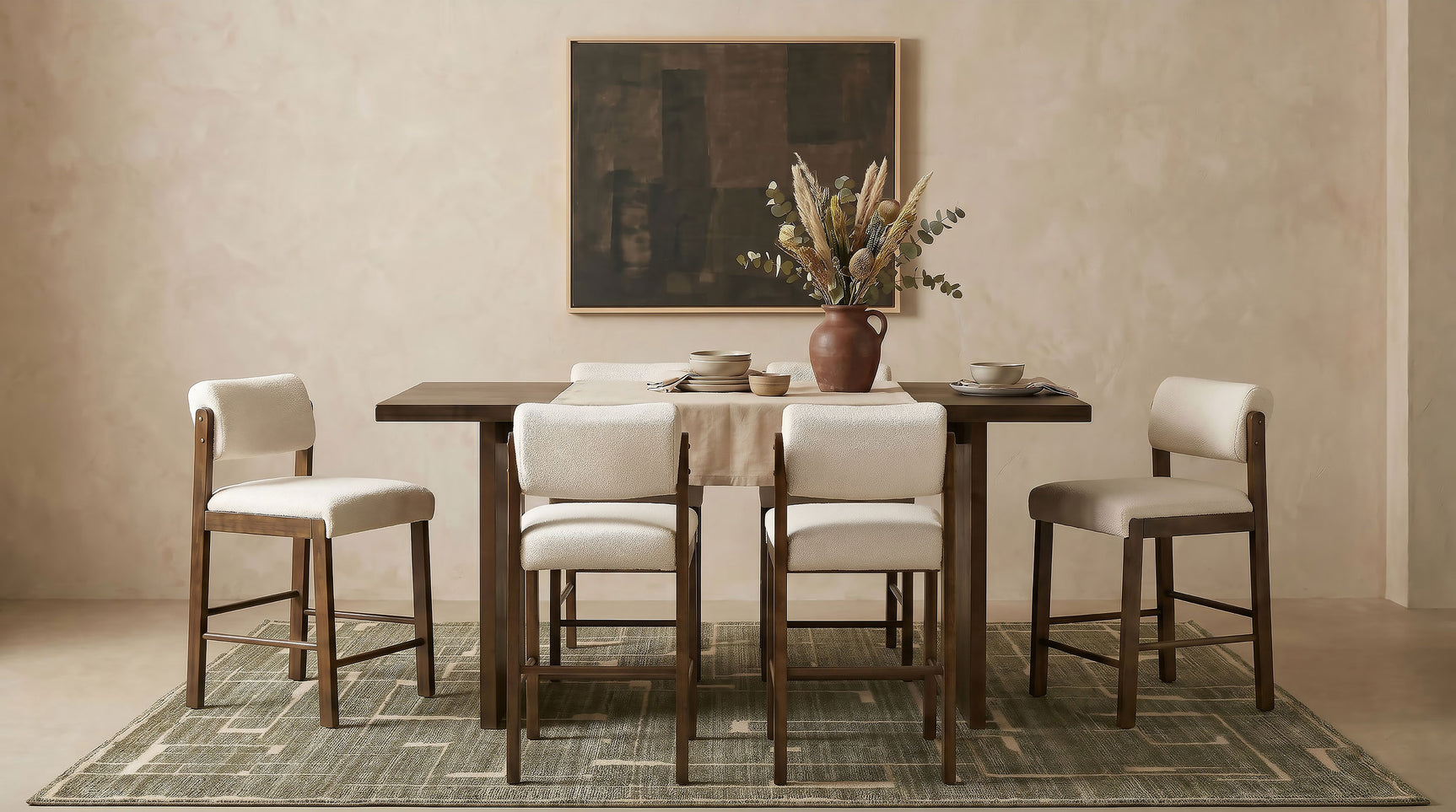 Tampa Furniture Outlet - Coaster - Decker 7-piece 70-inch Counter Height Dining Set Cream and Walnut - 193958WAL-S7B