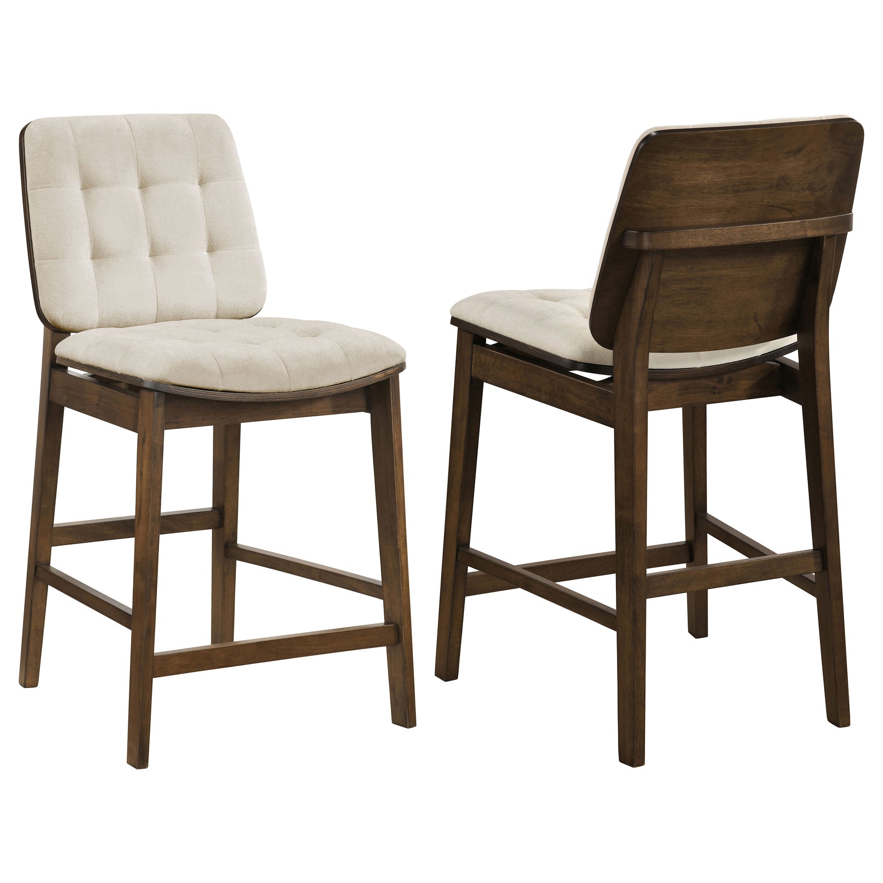 Tampa Furniture Outlet - Coaster - Redbridge Upholstered Counter Chair Cream and Walnut (Set of 2) - 193959WAL