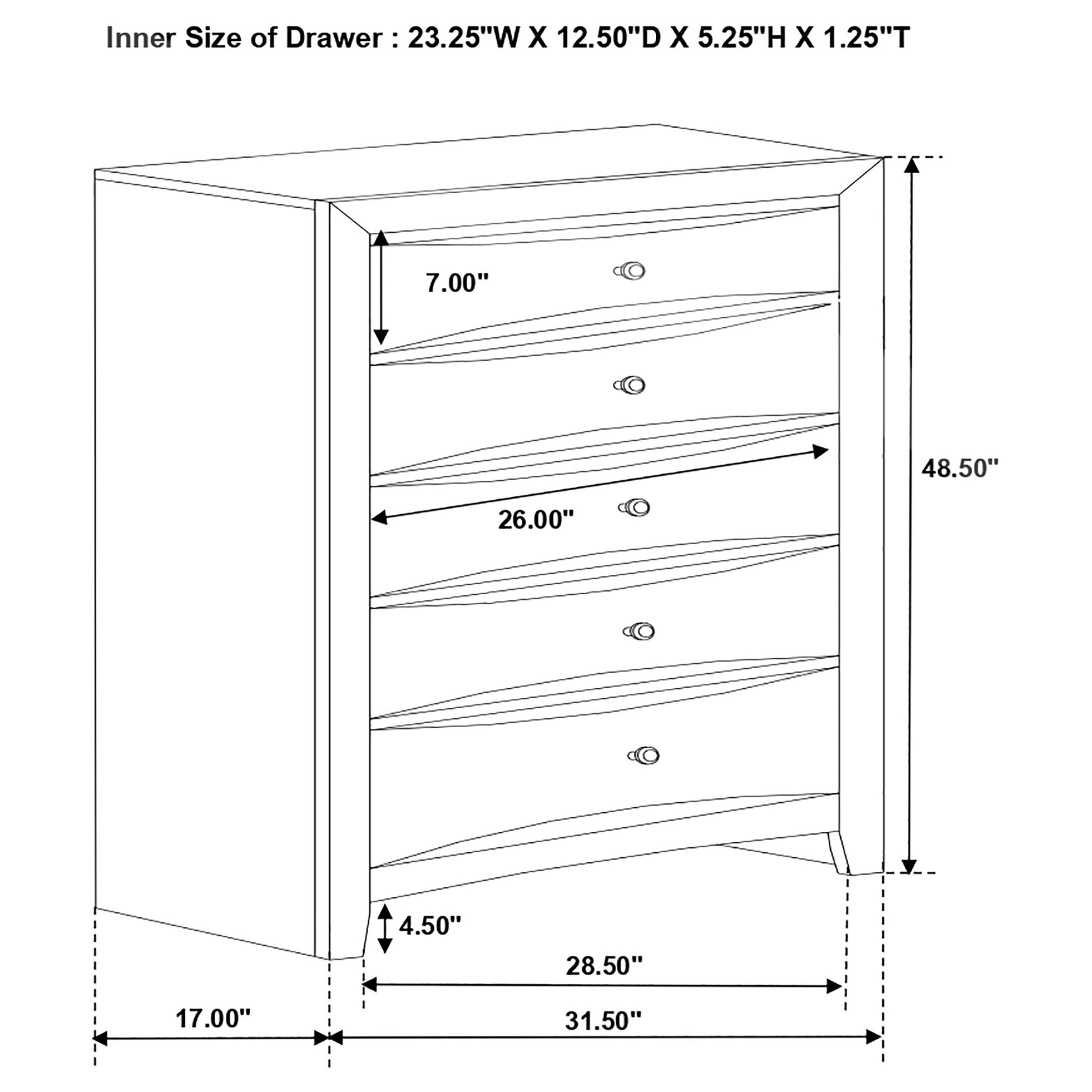 Briana 5-drawer Bedroom Chest Black - Tampa Furniture Outlet