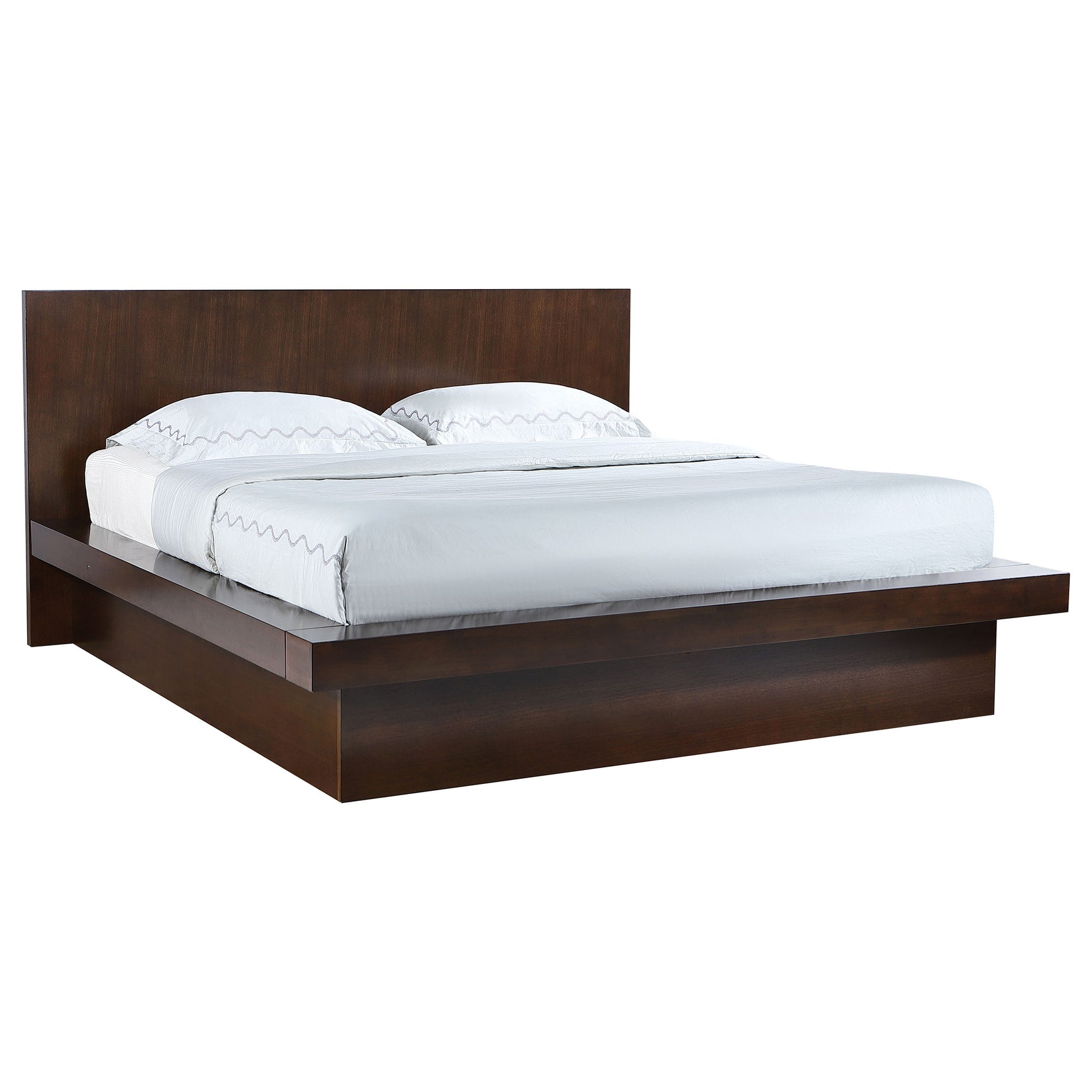 Jessica Wood Eastern King LED Panel Bed Cappuccino - Tampa Furniture Outlet