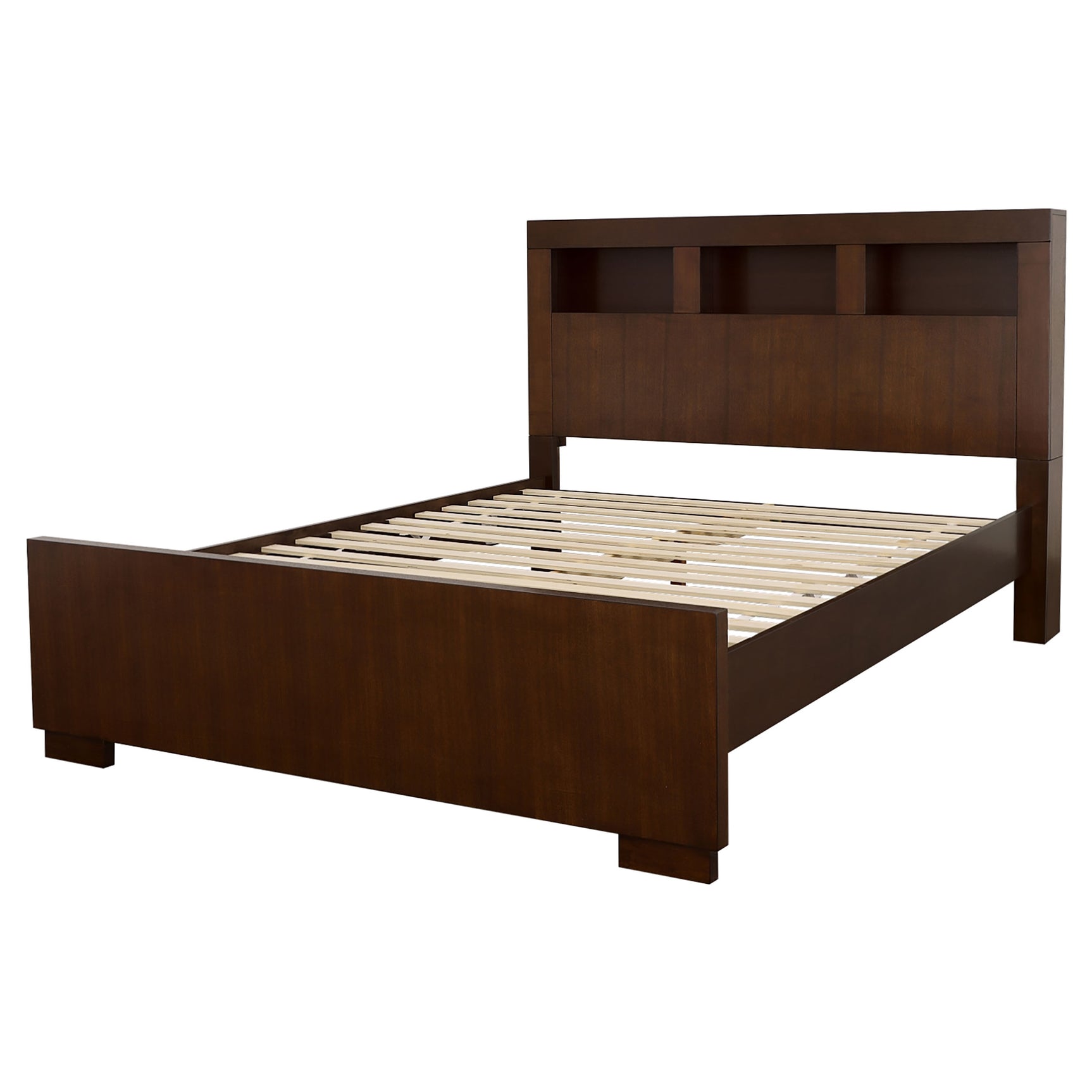 Jessica Eastern King LED Storage Bookcase Bed Cappuccino - Tampa Furniture Outlet