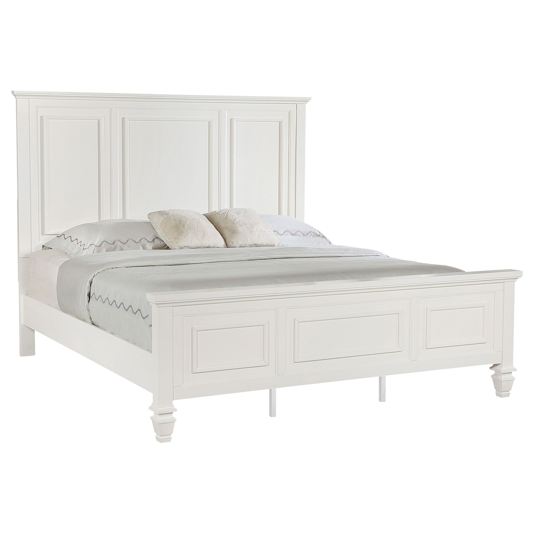 Sandy Beach 63-inch Eastern King Wood Panel Bed Cream White - Tampa Furniture Outlet