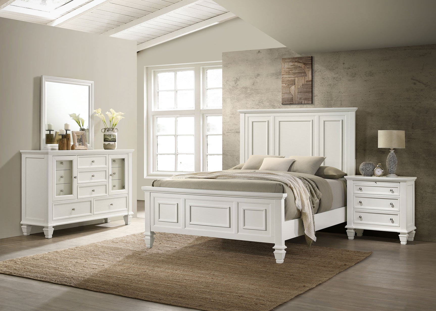 Tampa Furniture Outlet - Coaster - Sandy Beach 4-piece California King Bedroom Set Cream White - 201301KWN-S4