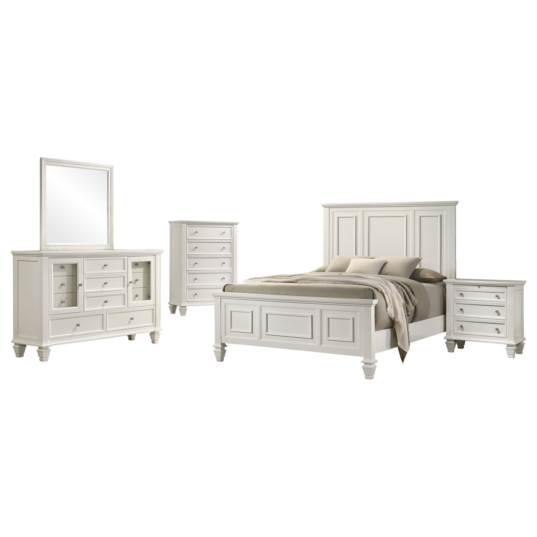 Sandy Beach 5-piece Queen Bedroom Set Cream White - Tampa Furniture Outlet