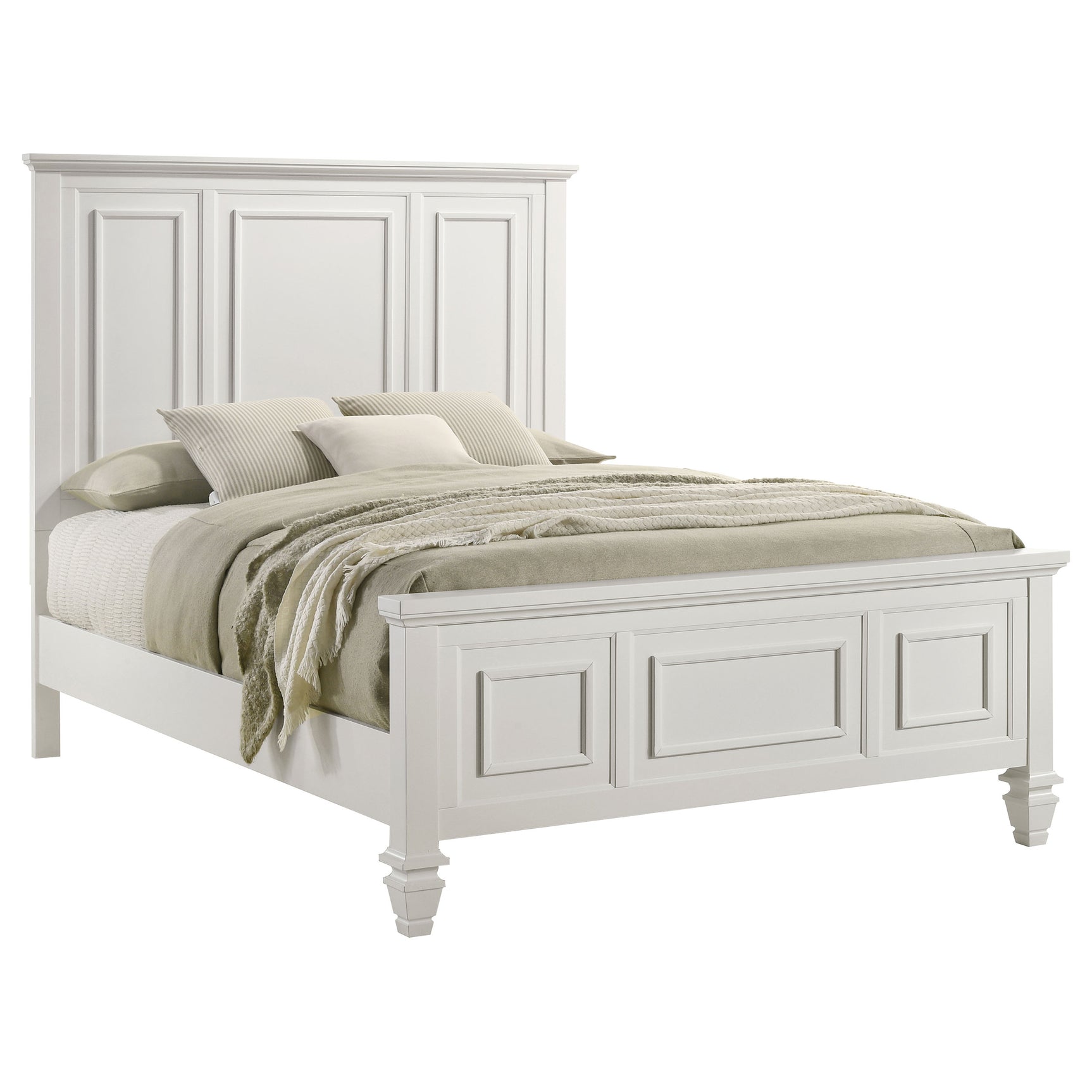 Sandy Beach Wood Queen Panel Bed Cream White - Tampa Furniture Outlet