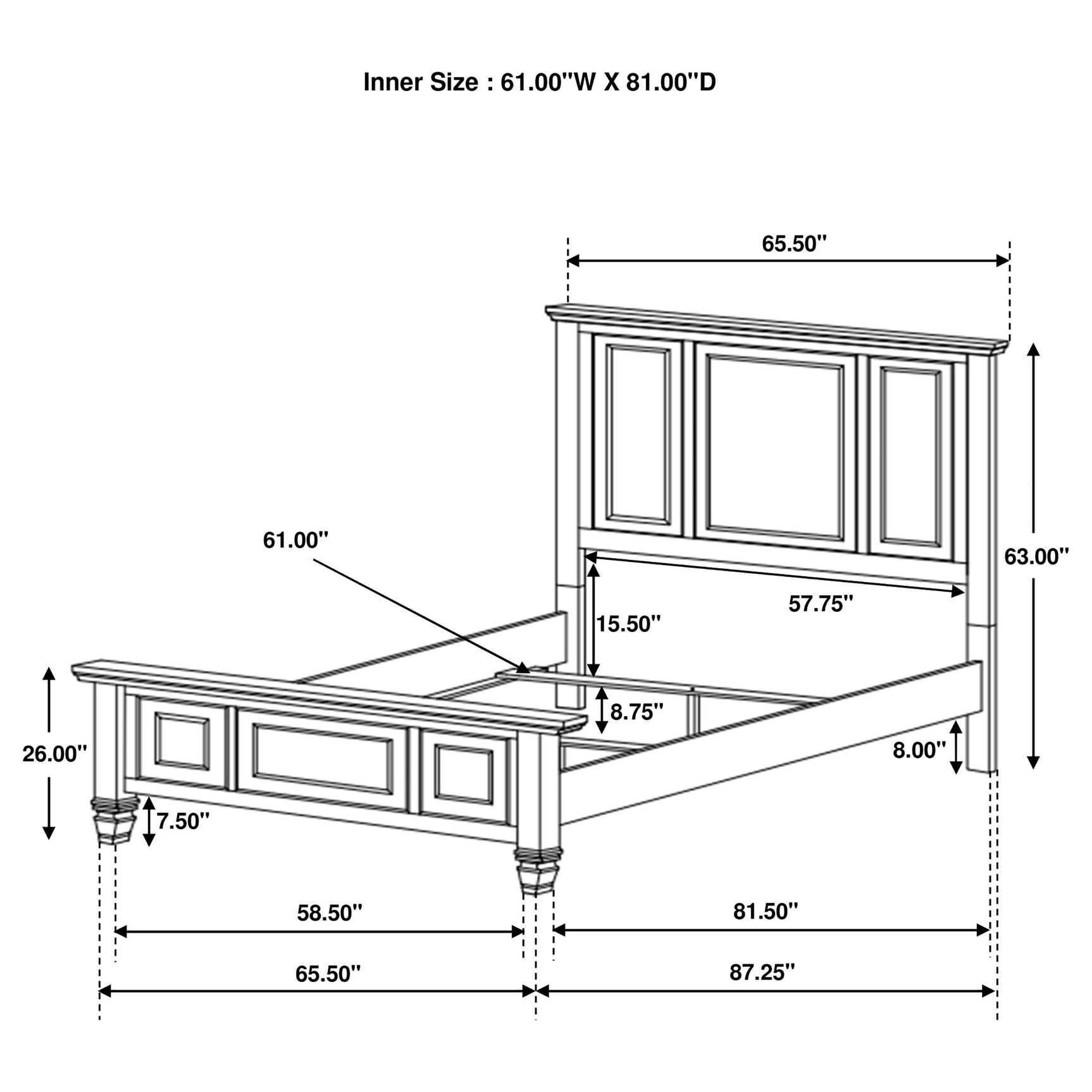Sandy Beach Wood Queen Panel Bed Cream White - Tampa Furniture Outlet