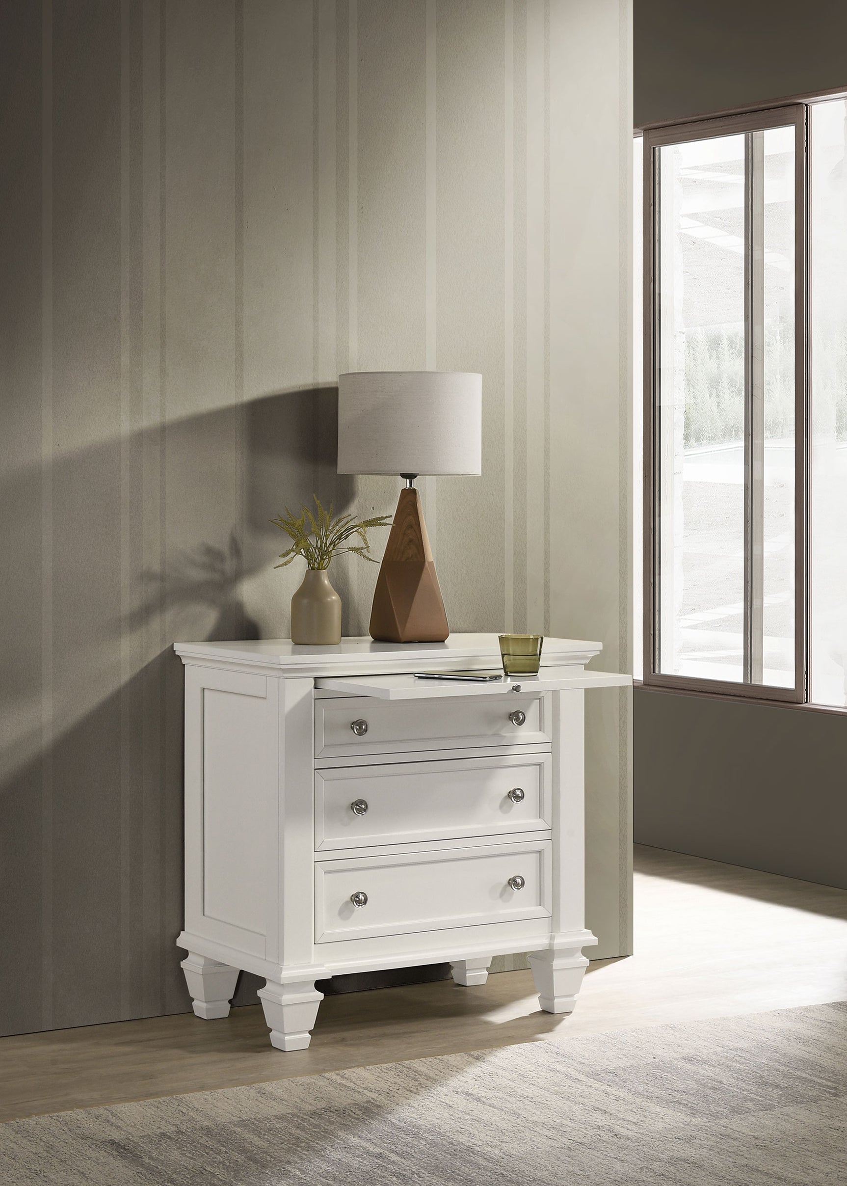 Sandy Beach 3-drawer Nightstand Cream White - Tampa Furniture Outlet