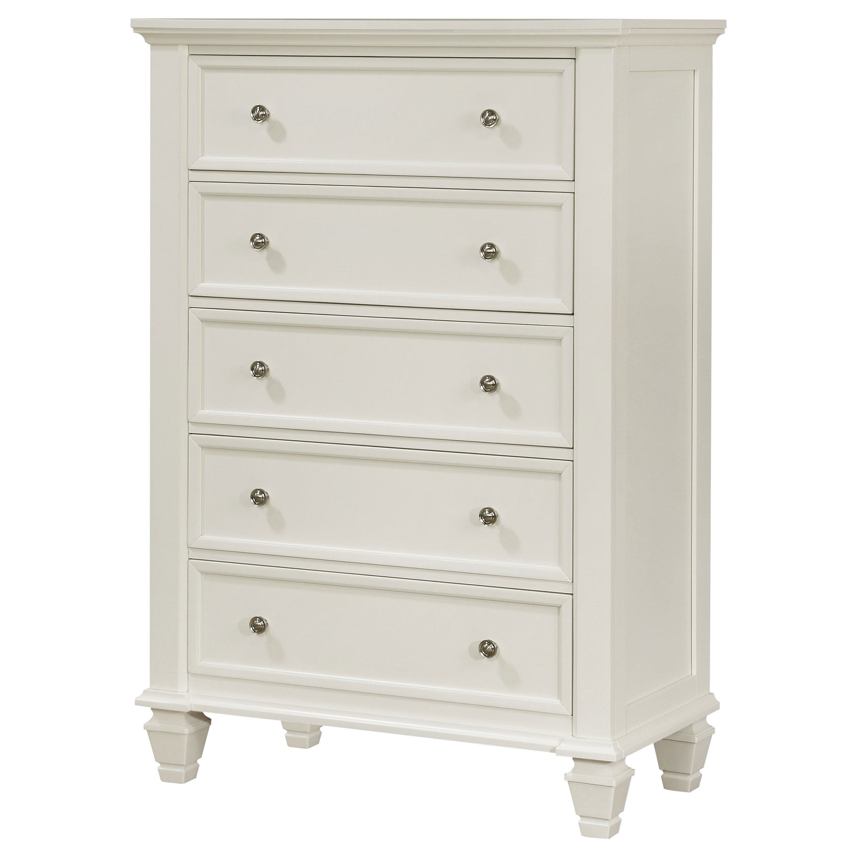 Sandy Beach 5-drawer Bedroom Chest Cream White - Tampa Furniture Outlet