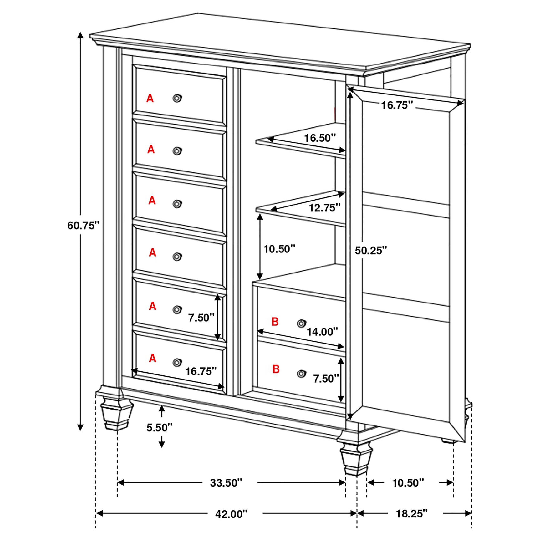 Sandy Beach 8-drawer Door Chest Cream White - Tampa Furniture Outlet