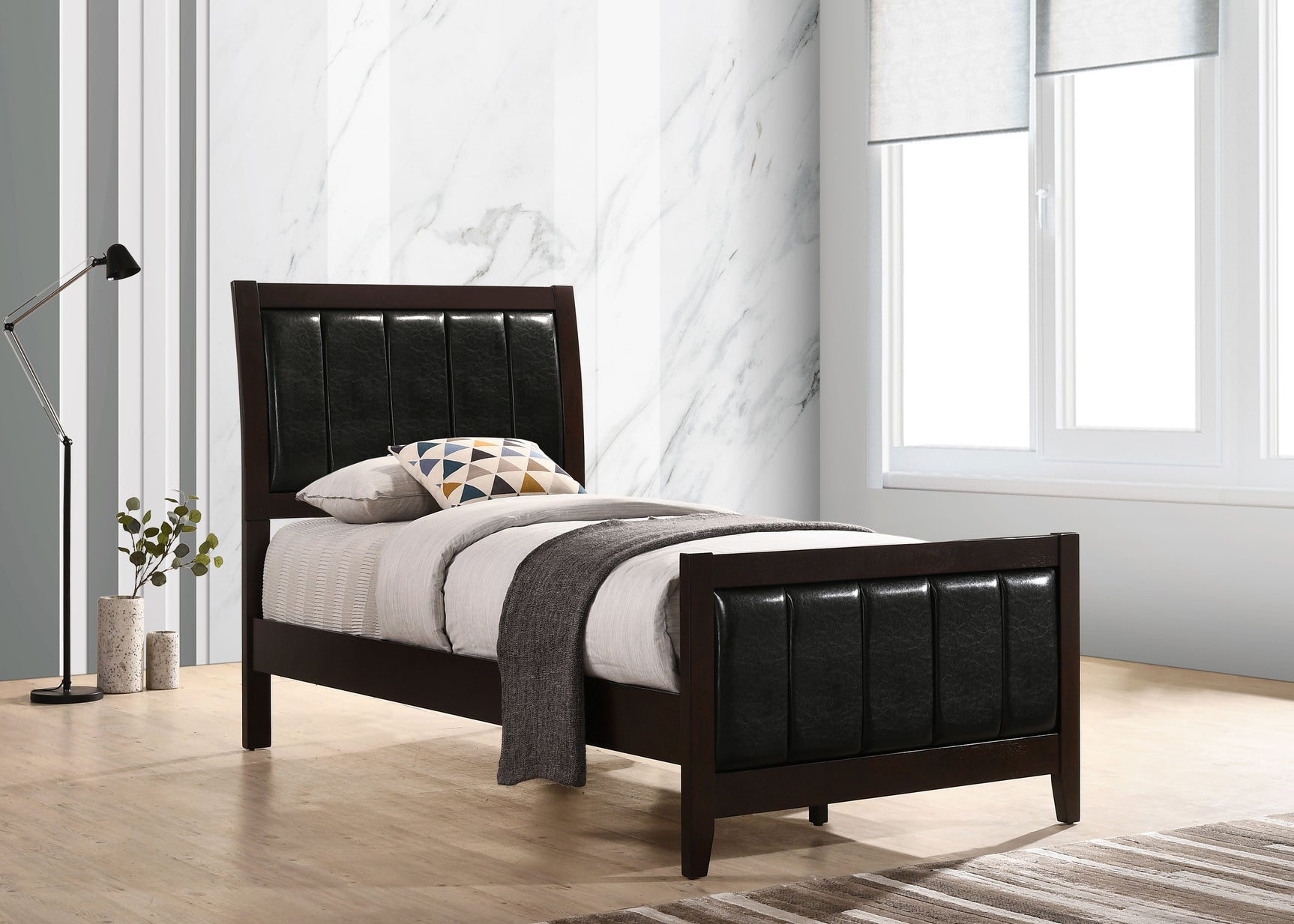 Carlton Wood Twin Panel Bed Cappuccino - Tampa Furniture Outlet