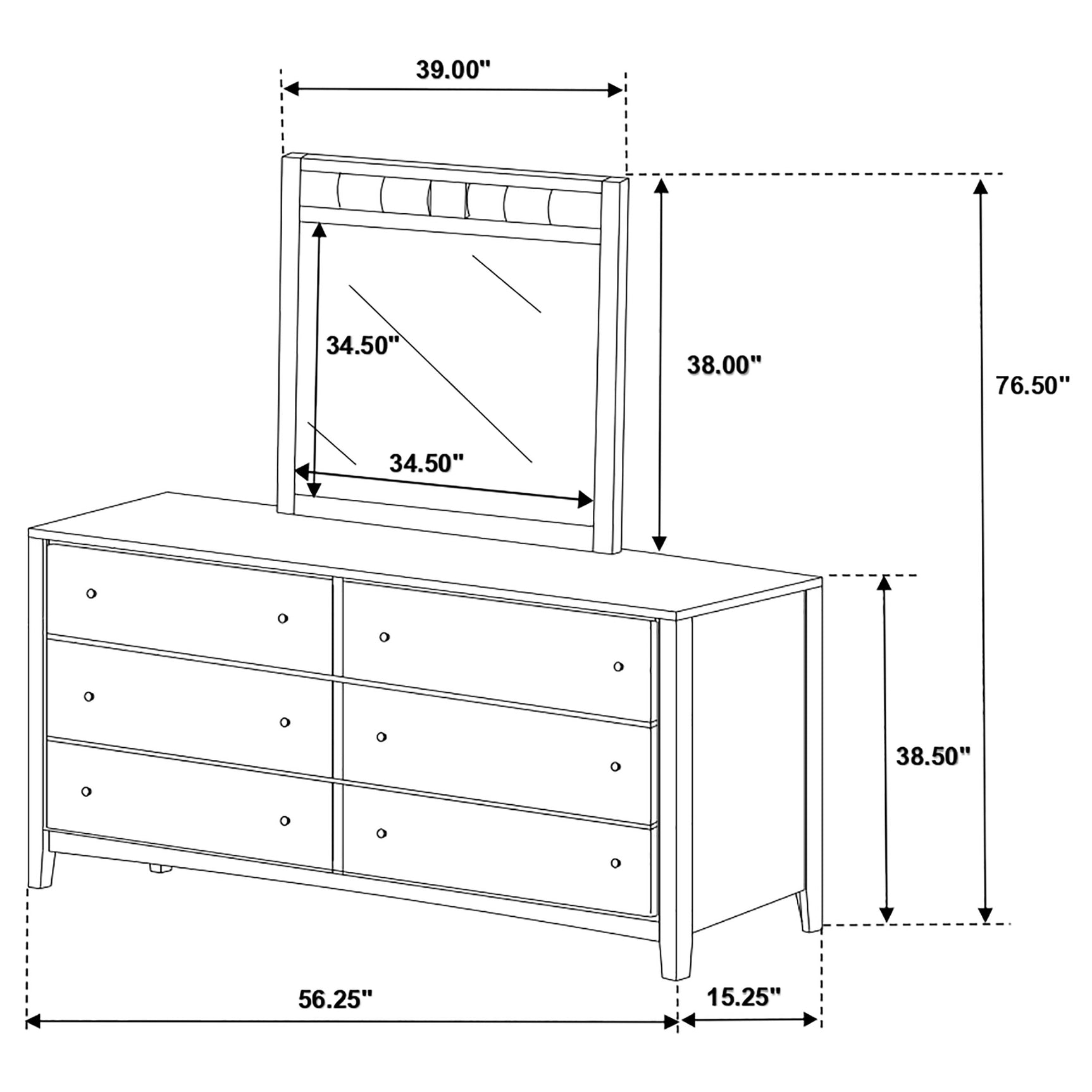 Carlton 6-drawer Dresser with Mirror Cappuccino - Tampa Furniture Outlet