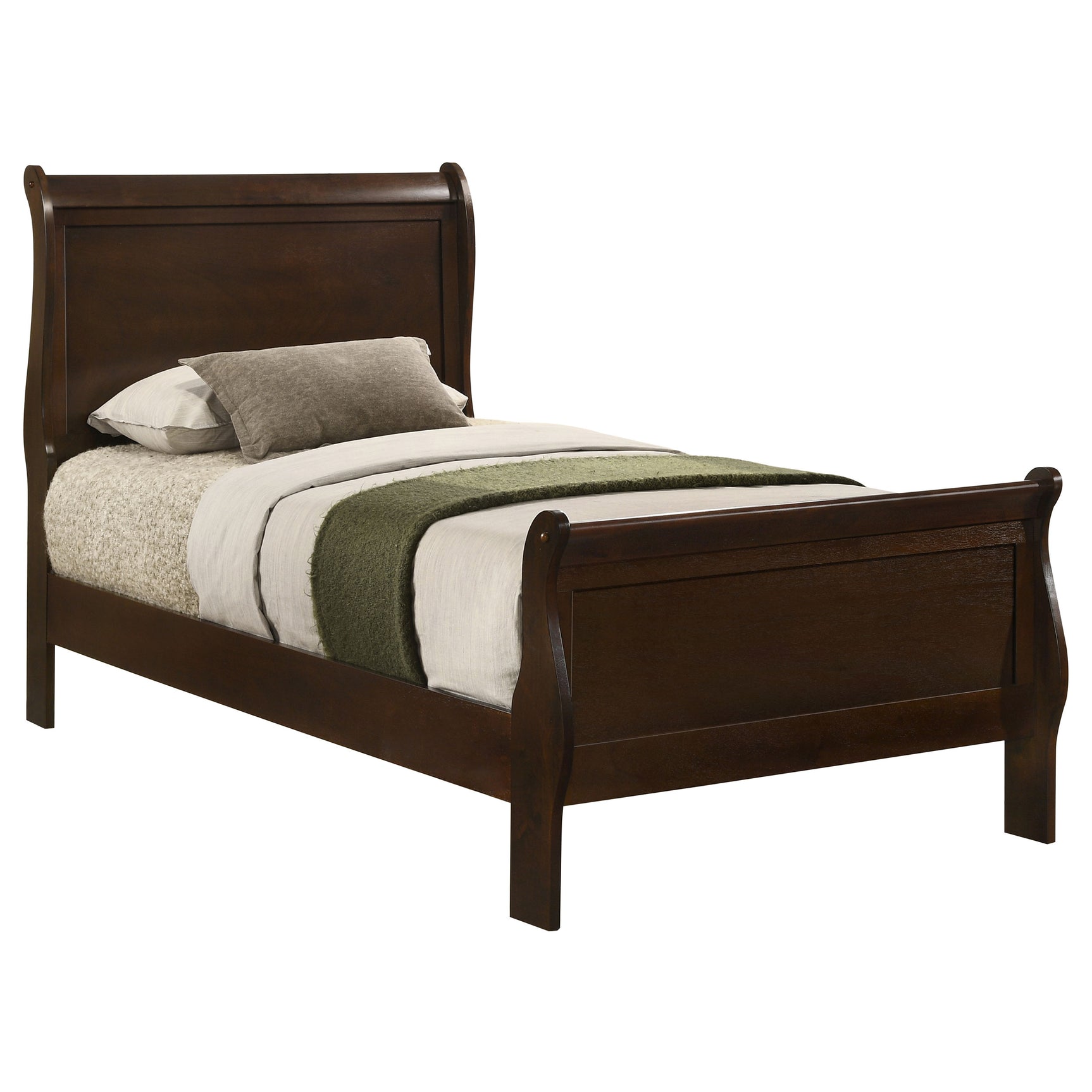 Louis Philippe Wood Twin Sleigh Bed Cappuccino - Tampa Furniture Outlet