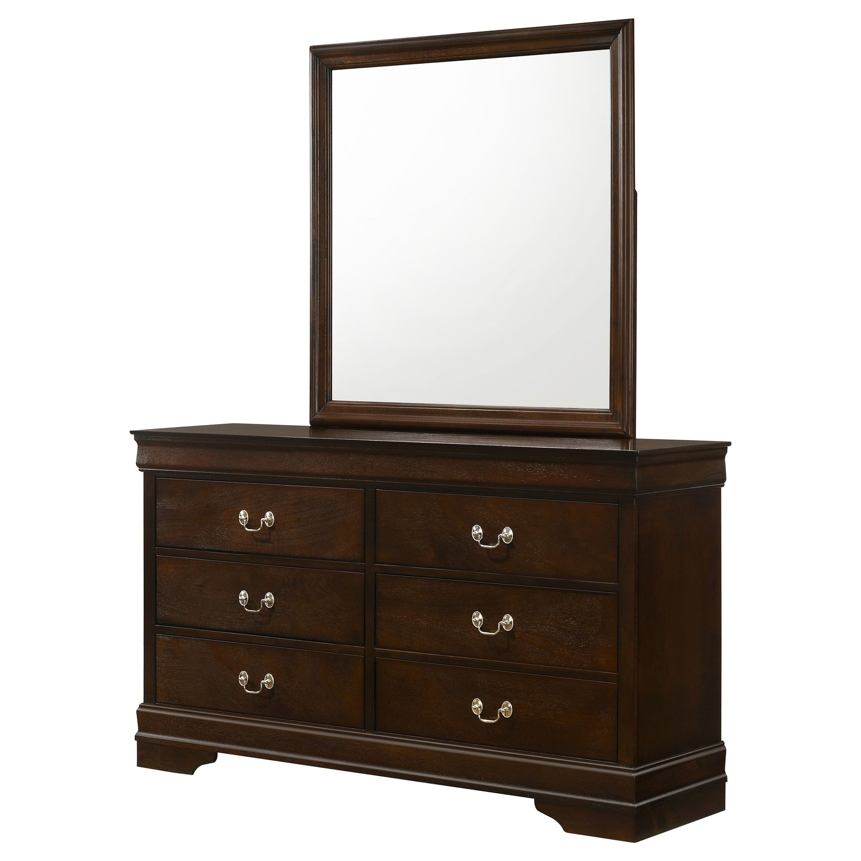 Louis Philippe 6-drawer Dresser with Mirror Cappuccino - Tampa Furniture Outlet