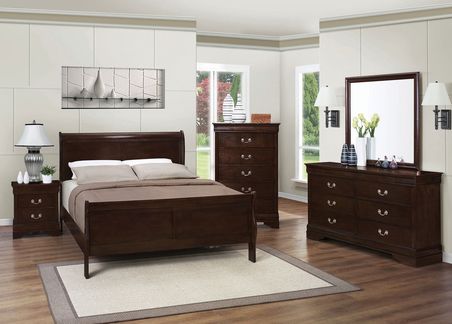 Louis Philippe 6-drawer Dresser with Mirror Cappuccino - Tampa Furniture Outlet