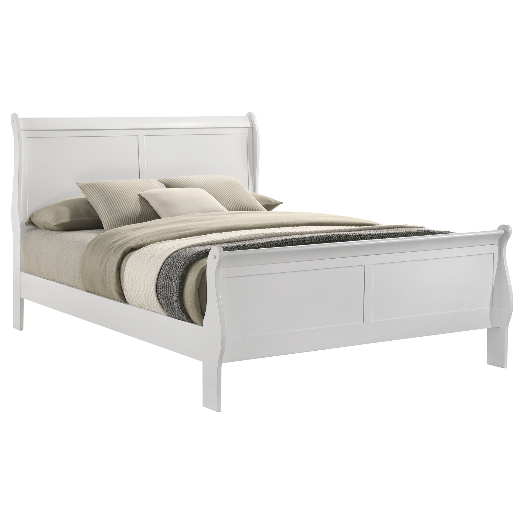 Louis Philippe 47-inch Eastern King Sleigh Panel Bed White - Tampa Furniture Outlet