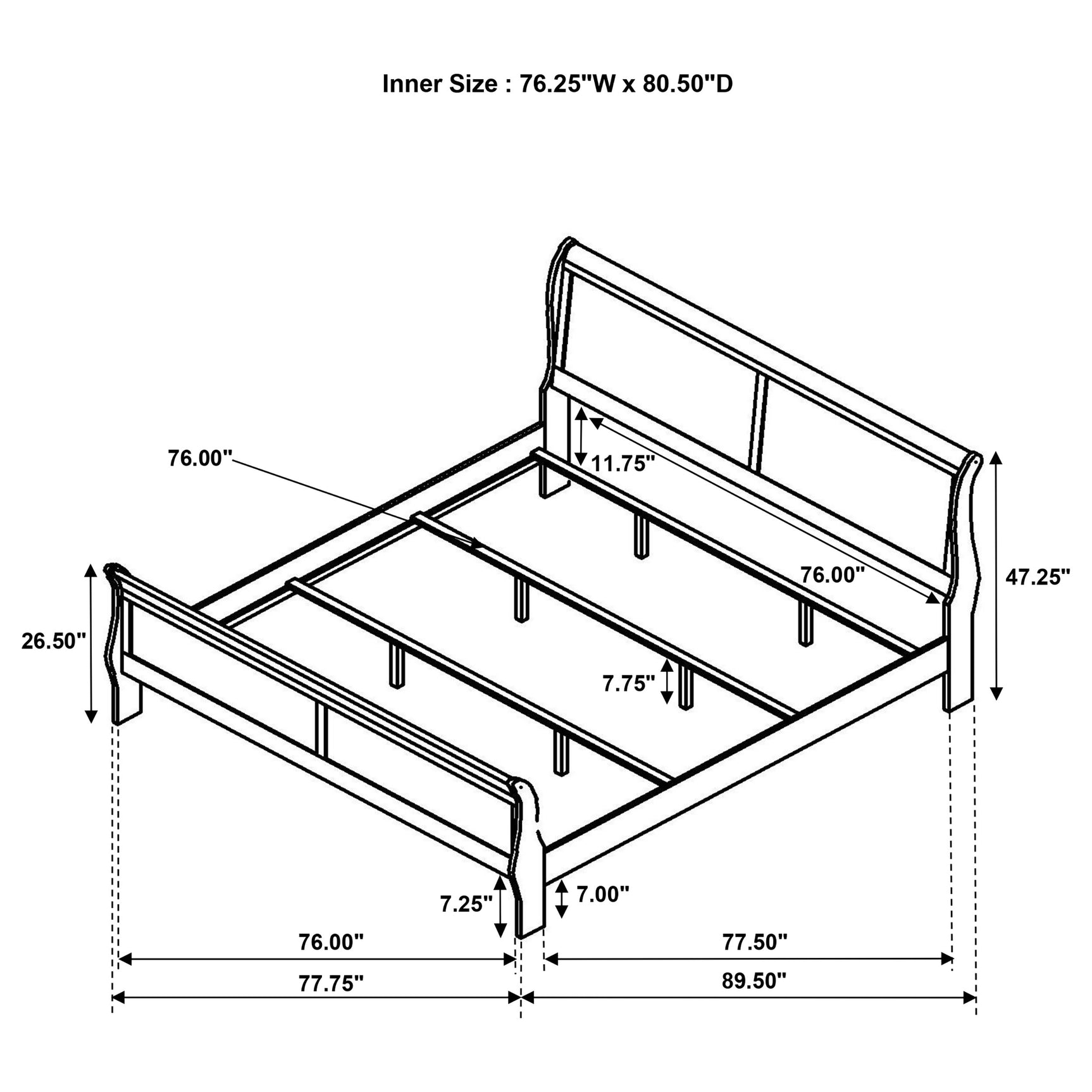 Louis Philippe 47-inch Eastern King Sleigh Panel Bed White - Tampa Furniture Outlet