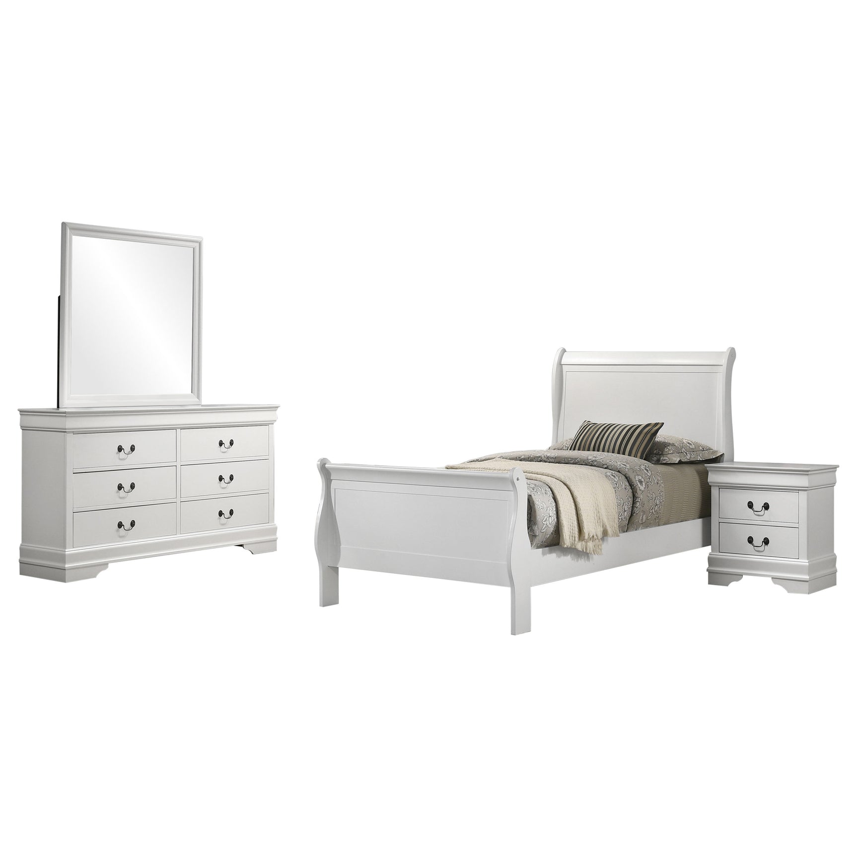 Louis Philippe 4-piece Twin Bedroom Set White - Tampa Furniture Outlet