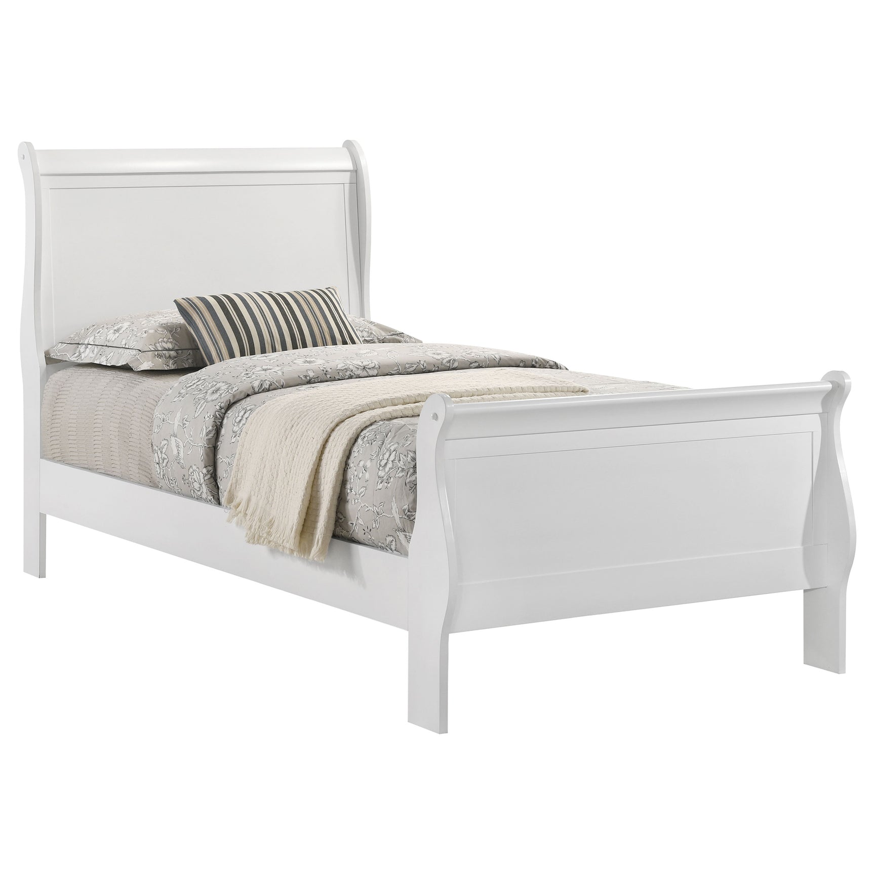 Louis Philippe 47-inch Twin Sleigh Panel Bed White - Tampa Furniture Outlet