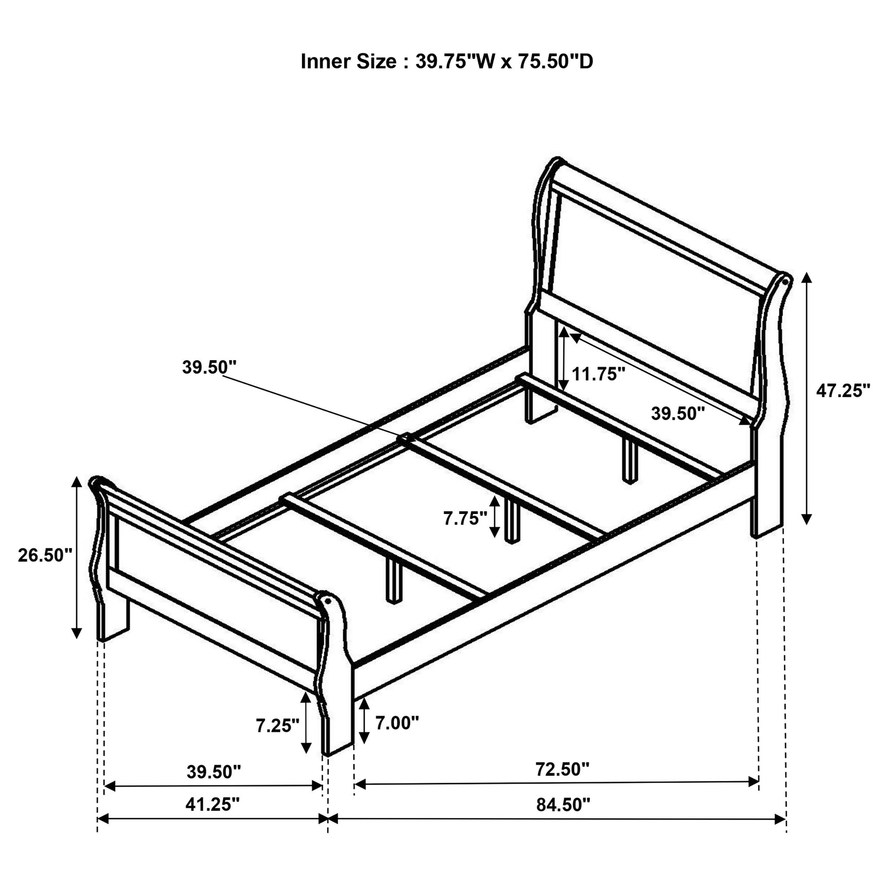 Louis Philippe 47-inch Twin Sleigh Panel Bed White - Tampa Furniture Outlet