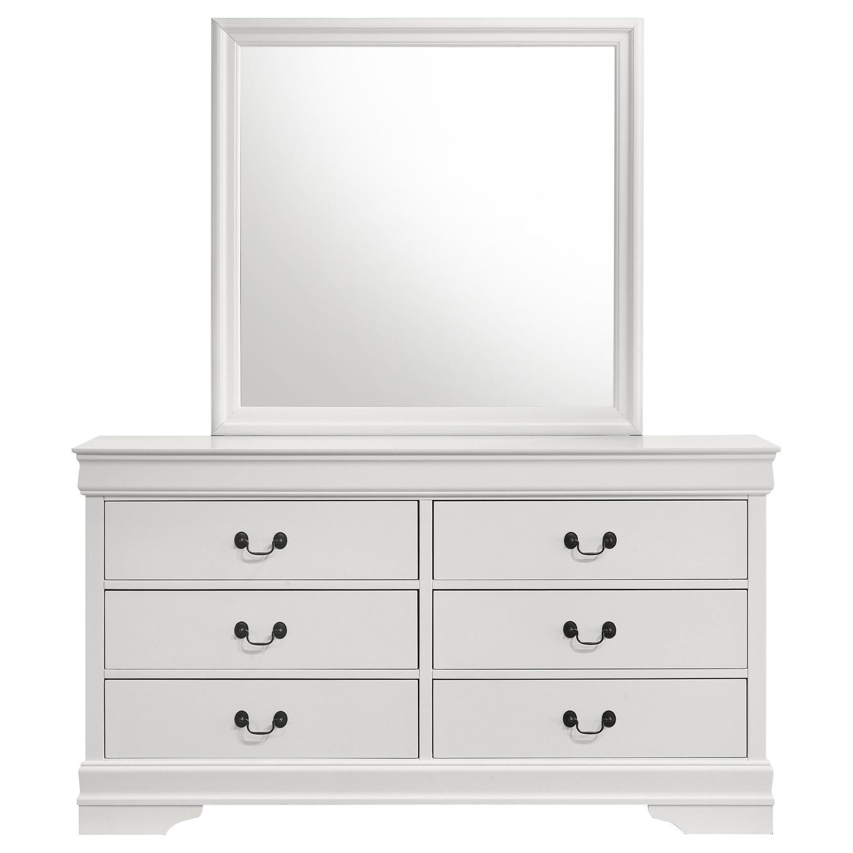 Louis Philippe 6-drawer Dresser and Mirror White - Tampa Furniture Outlet