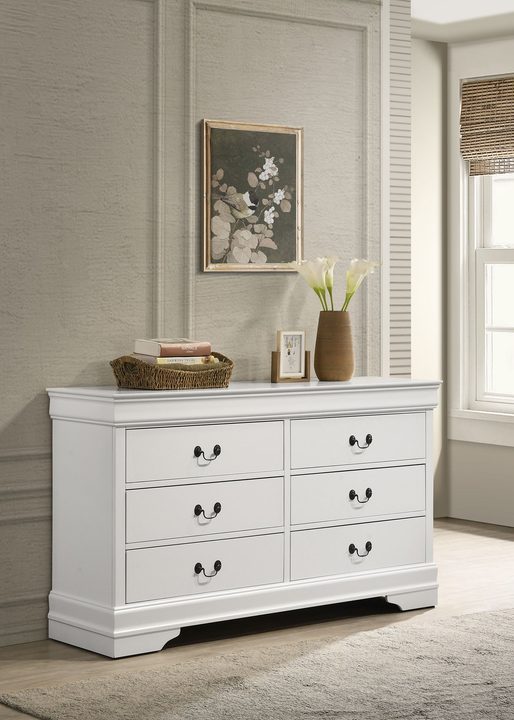 Louis Philippe 6-drawer Dresser White - Tampa Furniture Outlet