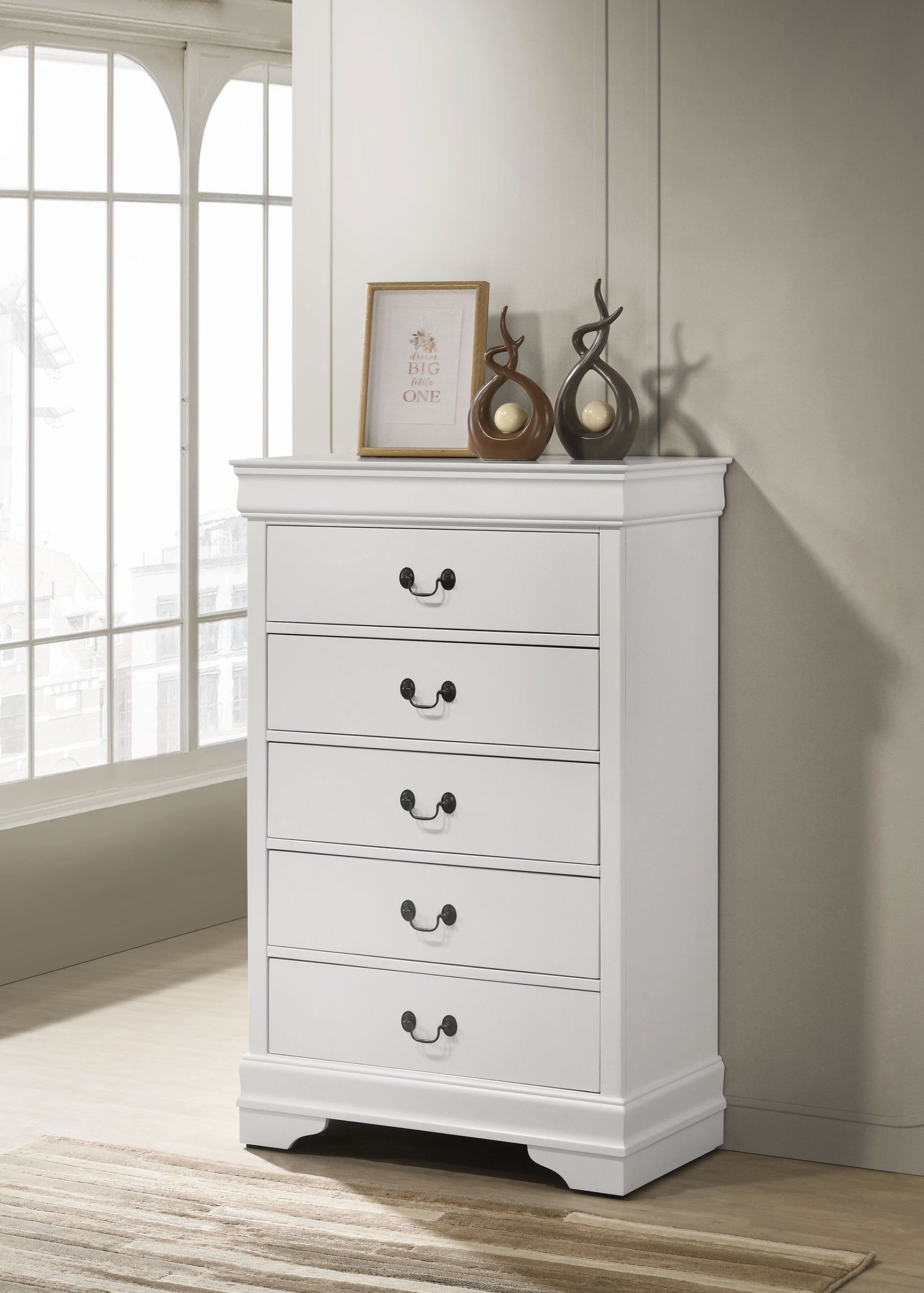 Louis Philippe 5-drawer Bedroom Chest White - Tampa Furniture Outlet