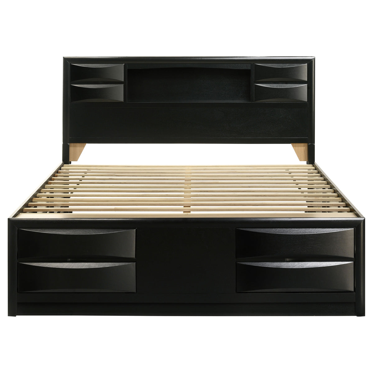 Briana Wood Eastern King Storage Bookcase Bed Black