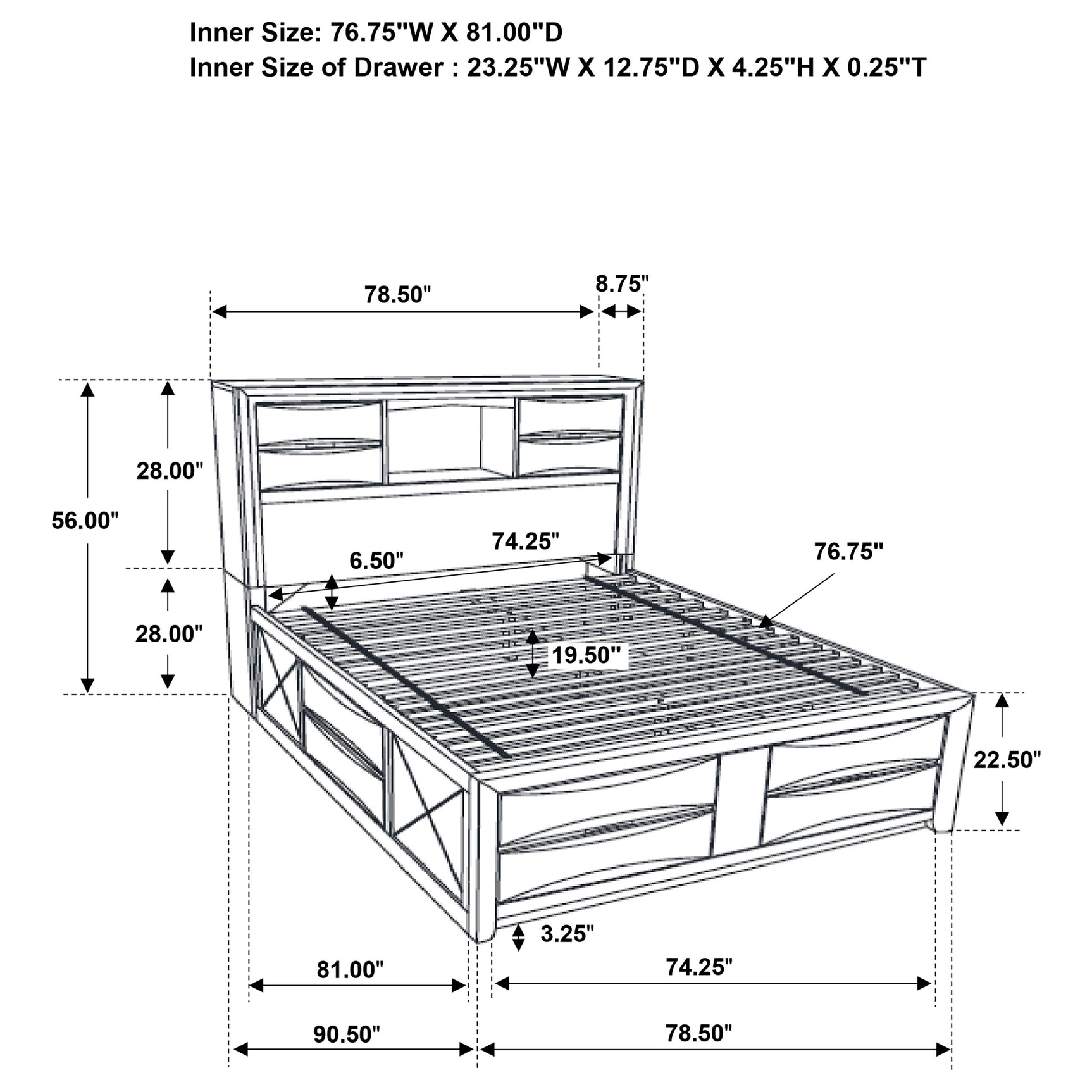Briana Wood Eastern King Storage Bookcase Bed Black - Tampa Furniture Outlet