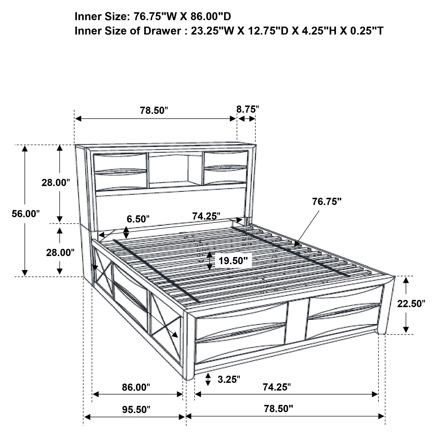 Briana Wood California King Storage Bookcase Bed Black - Tampa Furniture Outlet