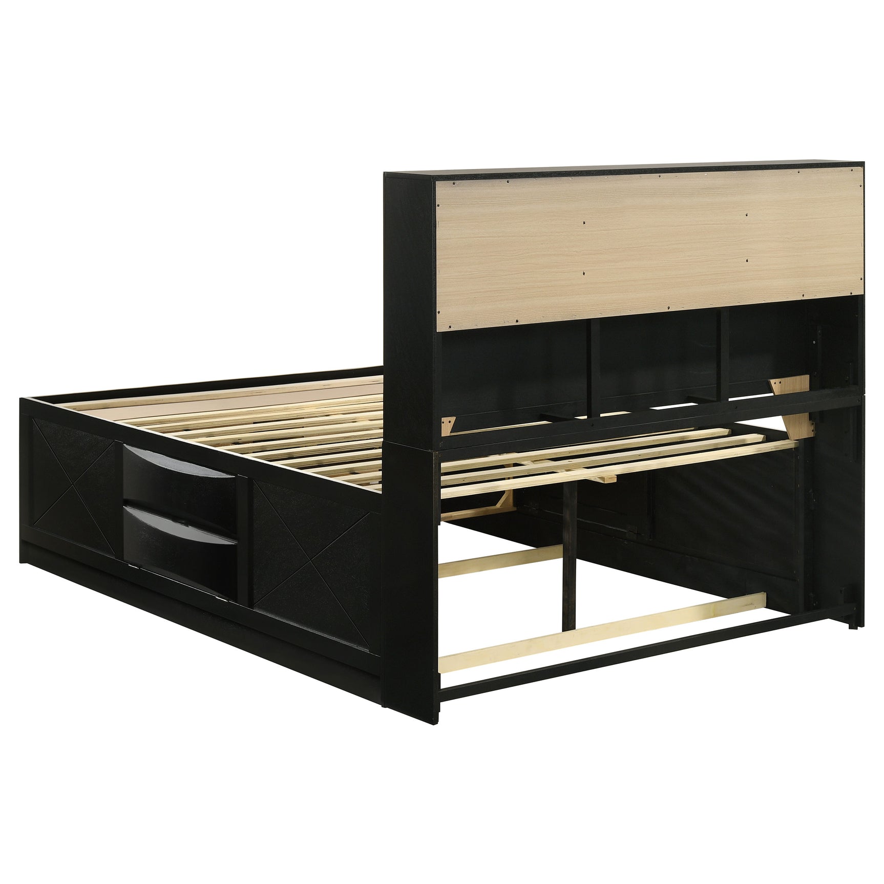 Briana Wood Queen Storage Bookcase Bed Black - Tampa Furniture Outlet