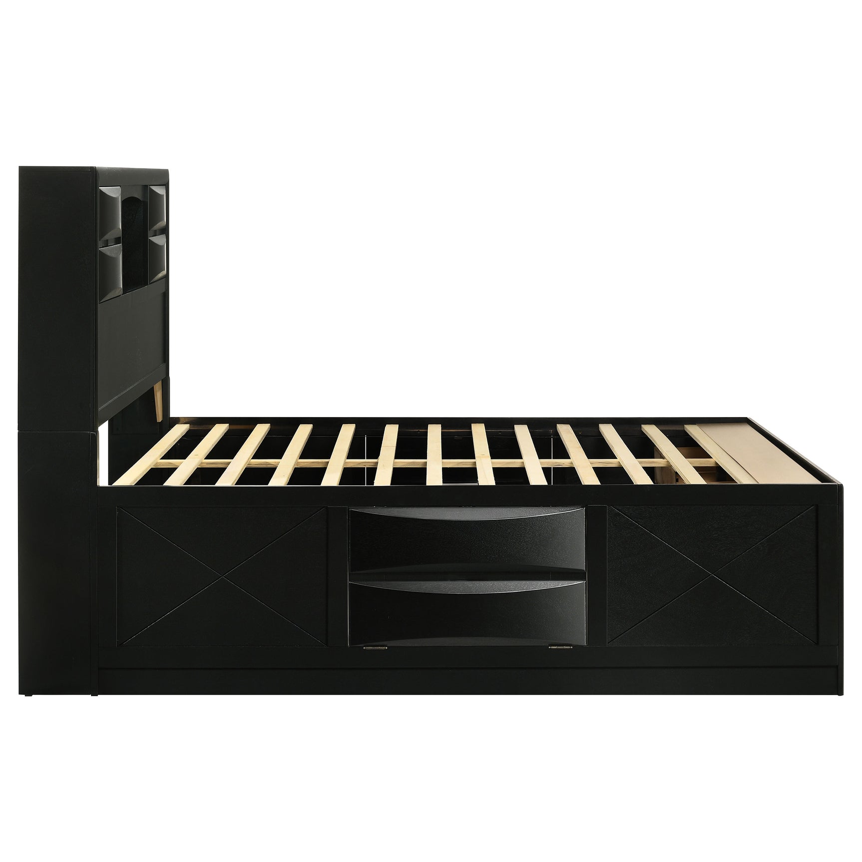 Briana Wood Queen Storage Bookcase Bed Black - Tampa Furniture Outlet