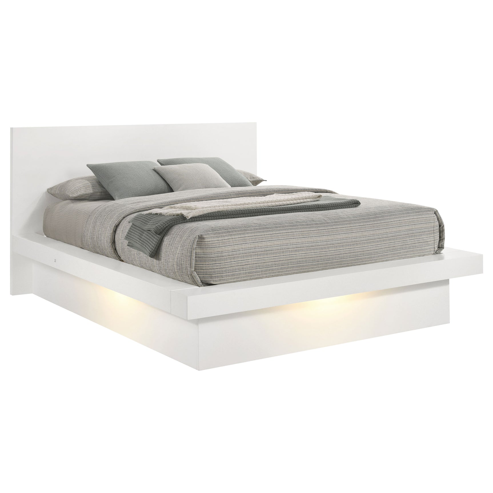 Jessica Wood Eastern King LED Panel Bed Snow White - Tampa Furniture Outlet