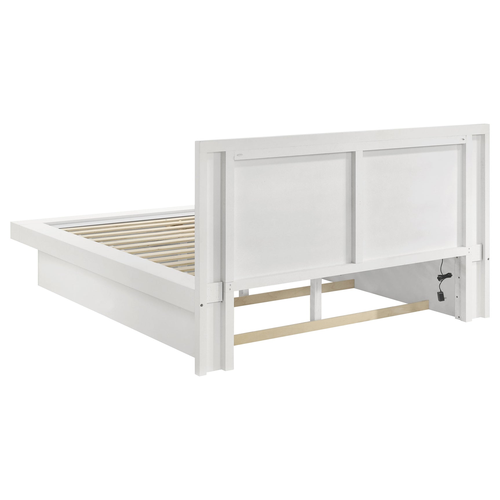 Jessica Wood Eastern King LED Panel Bed Snow White - Tampa Furniture Outlet