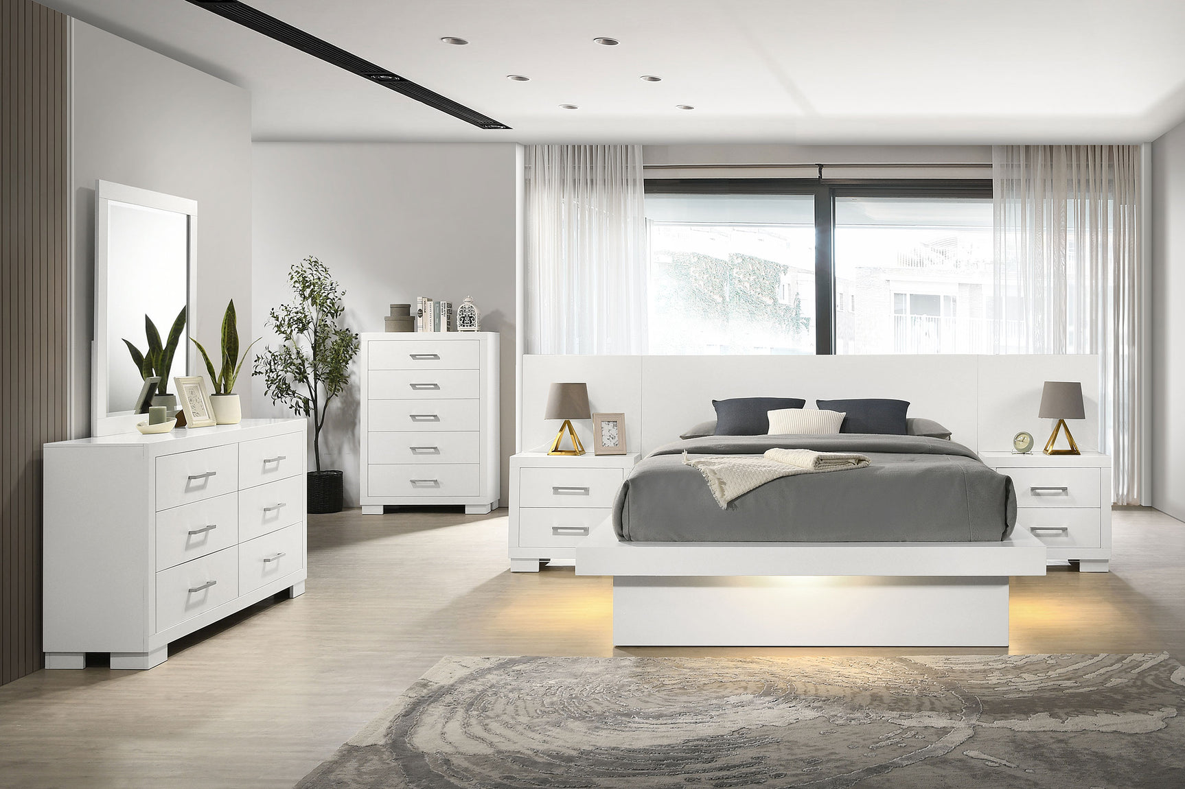Tampa Furniture Outlet - Coaster - Jessica 6-piece Queen LED Bedroom Set Snow White - 202990Q-S6P