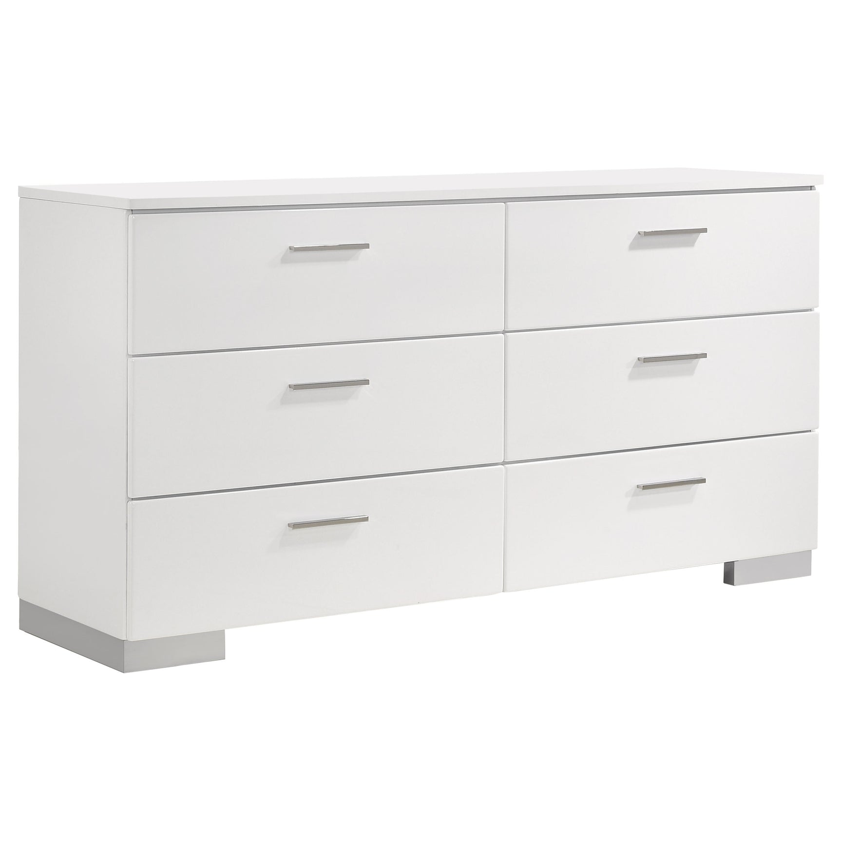 Felicity 6-piece Eastern King Bedroom Set White High Gloss - Tampa Furniture Outlet