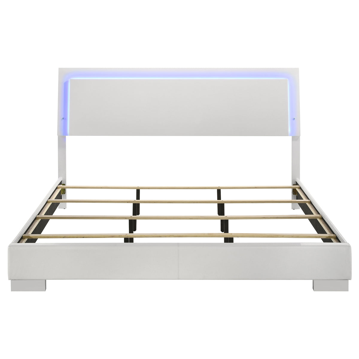 Felicity Wood Eastern King LED Panel Bed White High Gloss