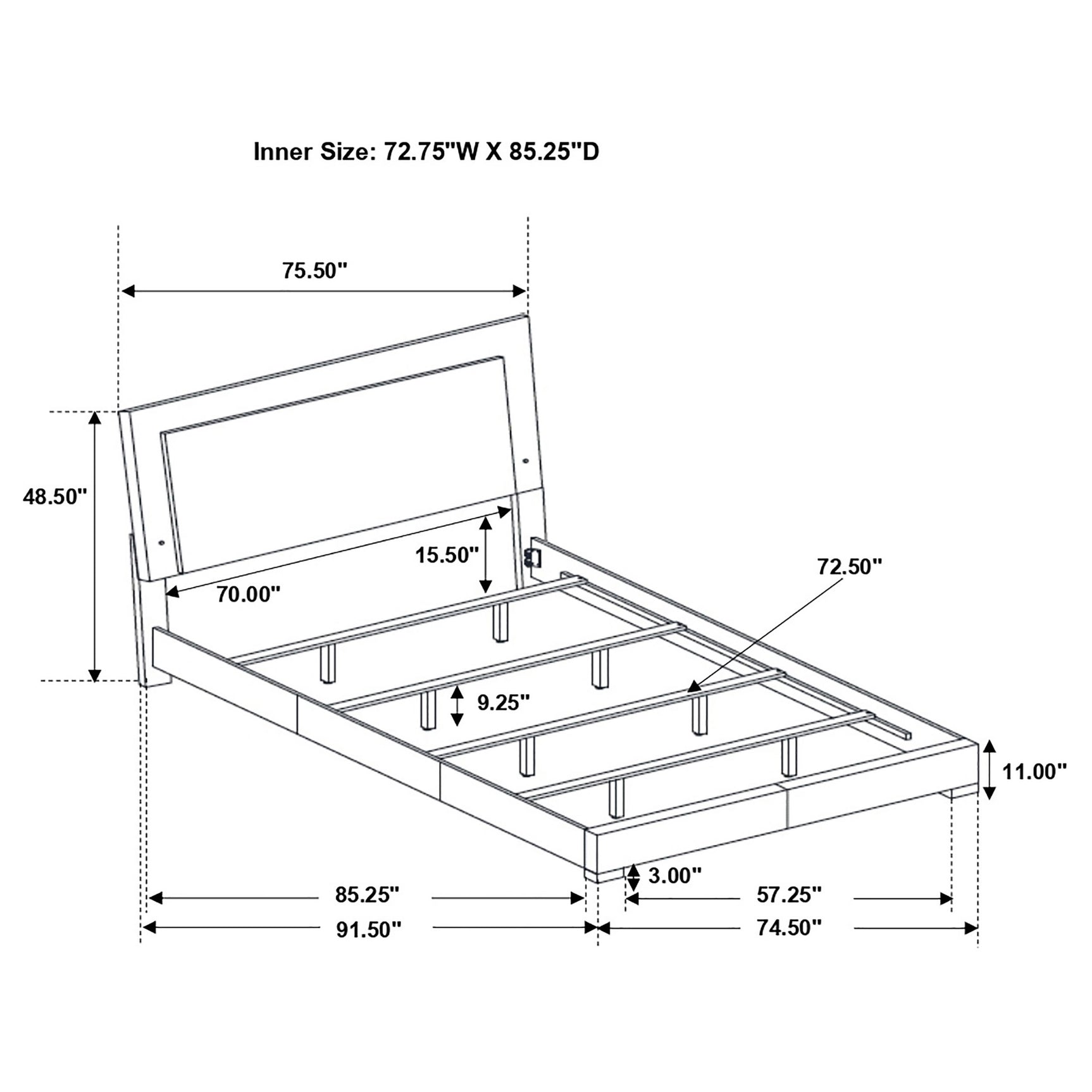 Felicity Wood California King LED Panel Bed White High Gloss - Tampa Furniture Outlet