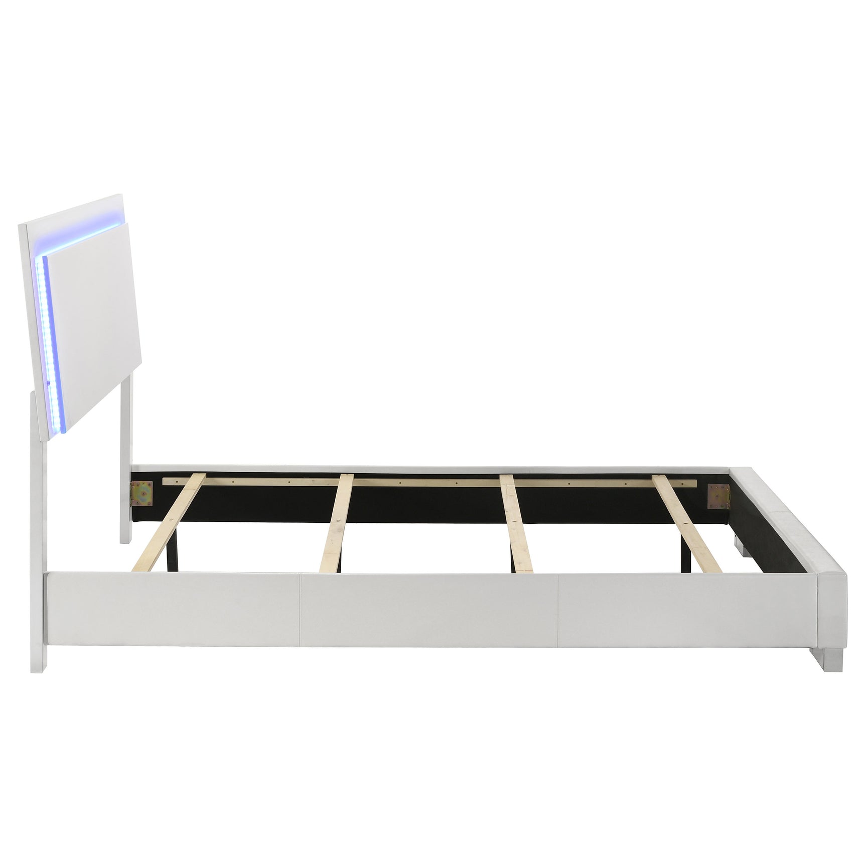 Felicity Wood Queen LED Panel Bed White High Gloss - Tampa Furniture Outlet