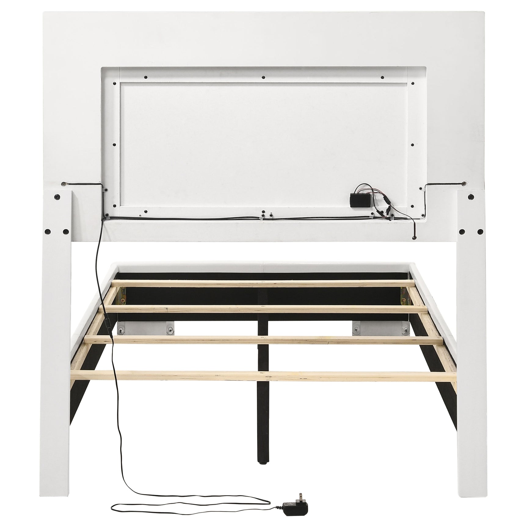 Felicity Wood Twin LED Panel Bed White High Gloss - Tampa Furniture Outlet