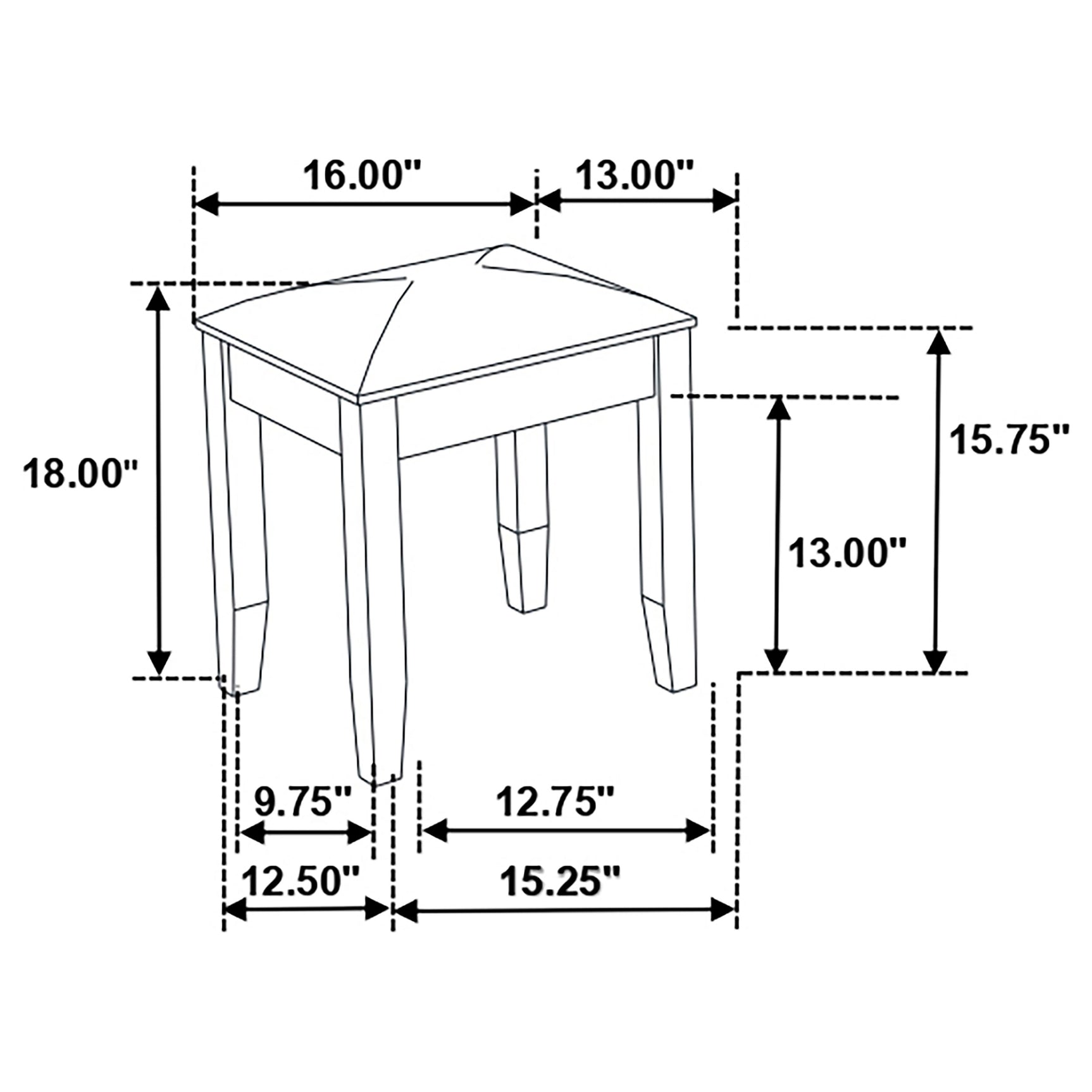 Felicity Upholstered Vanity Stool Metallic and Glossy White - Tampa Furniture Outlet