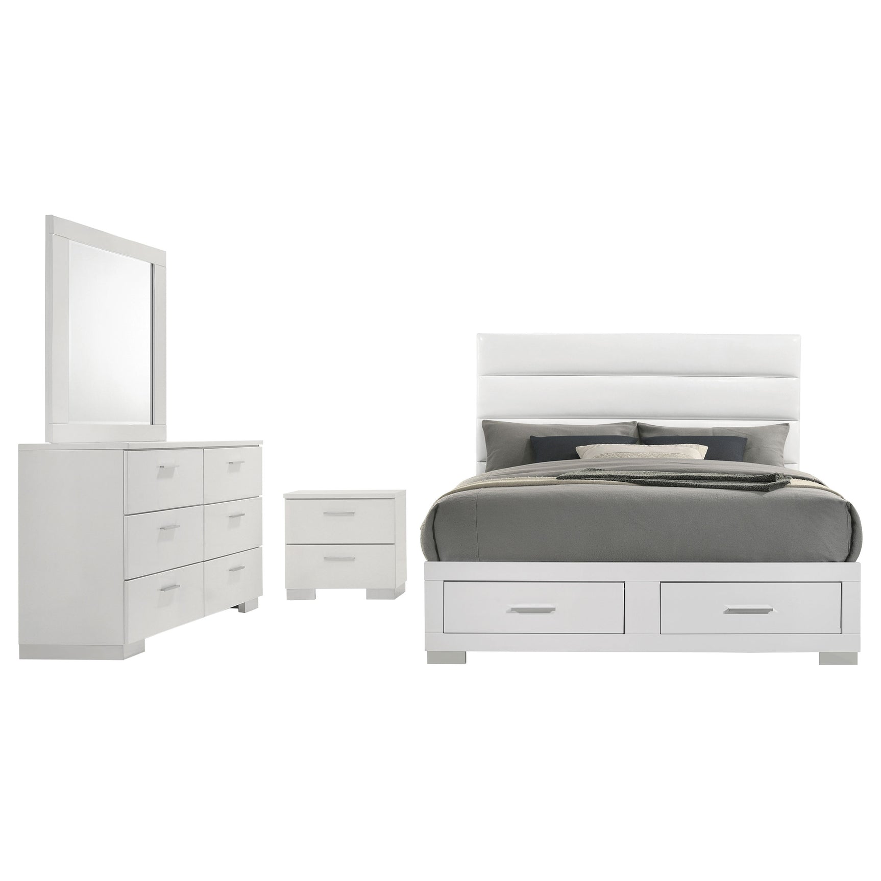 Felicity 4-piece Eastern King Platform Bedroom Set White - Tampa Furniture Outlet