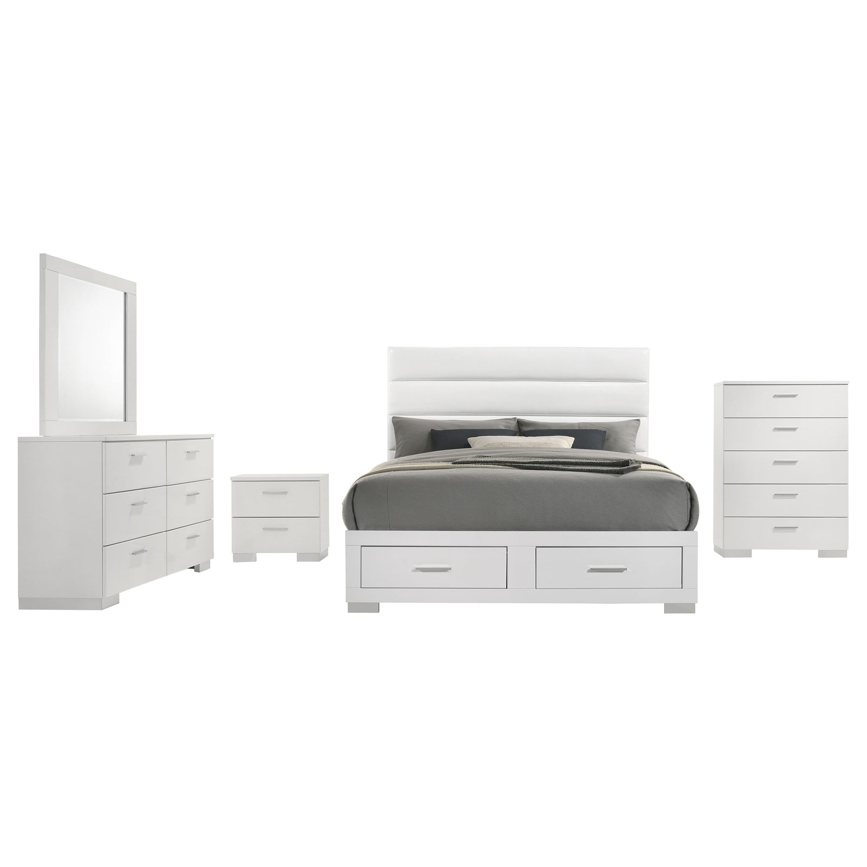 Felicity 5-piece California King Platform Bedroom Set White - Tampa Furniture Outlet