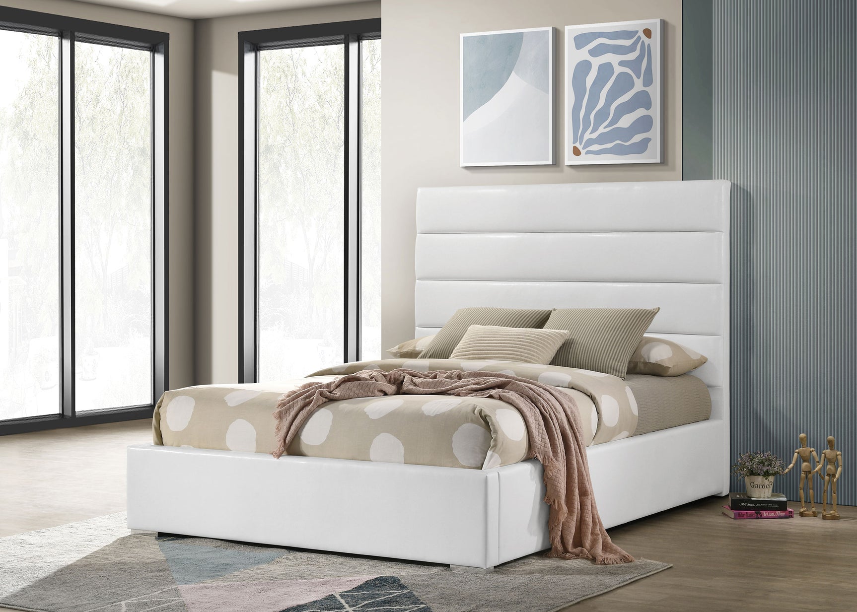 Felicity 53-inch Upholstered Full Platform Bed White - Tampa Furniture Outlet