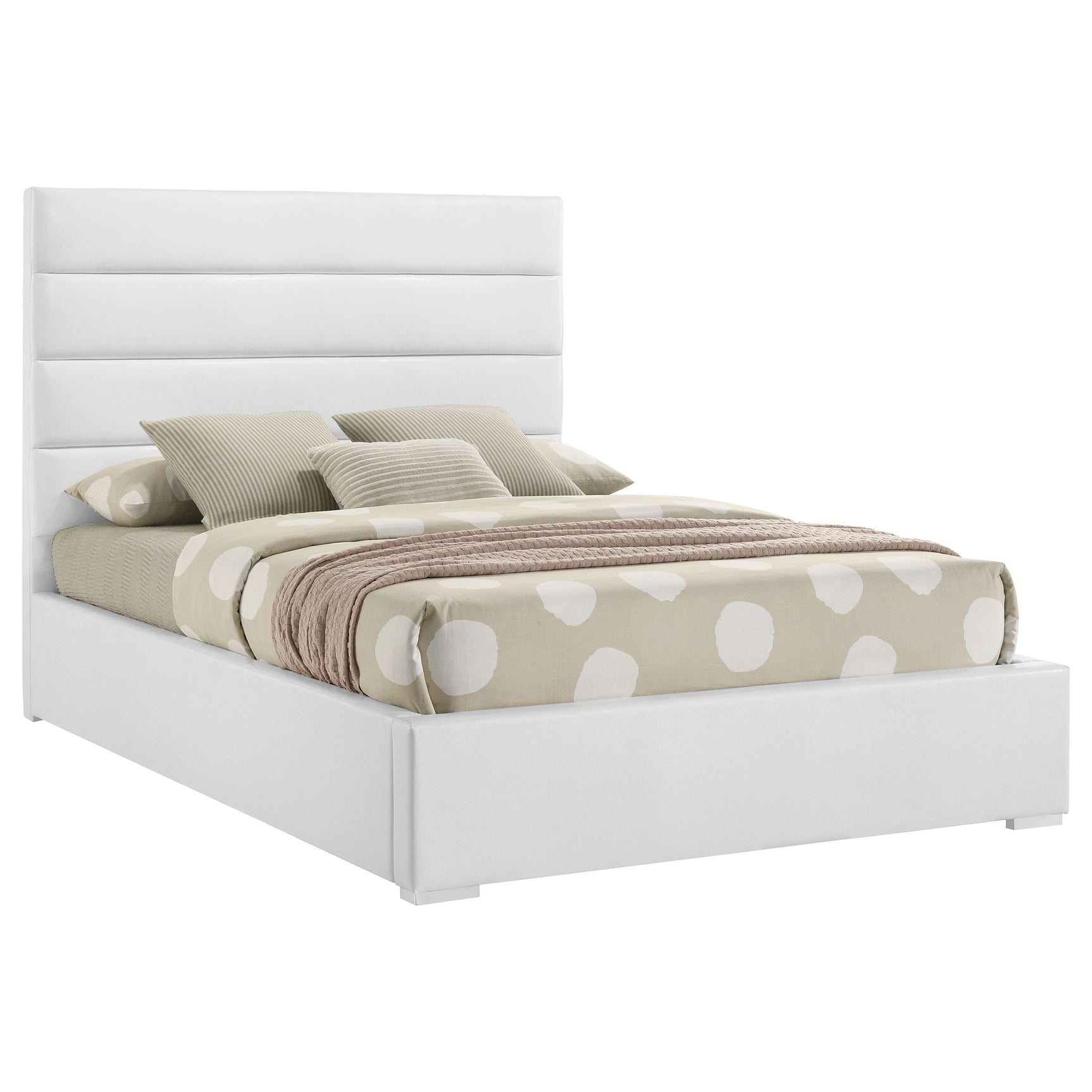 Felicity 53-inch Upholstered Full Platform Bed White - Tampa Furniture Outlet
