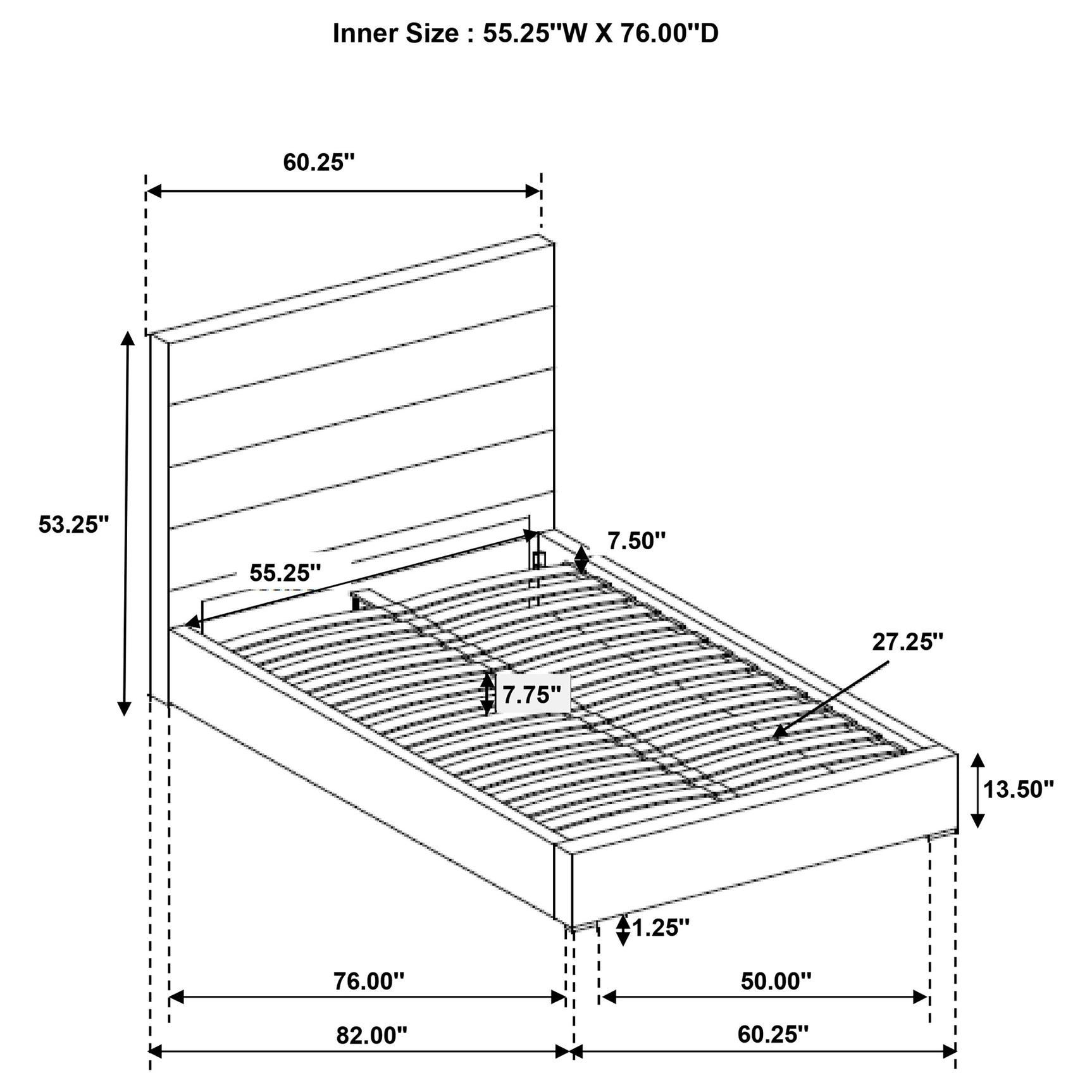 Felicity 53-inch Upholstered Full Platform Bed White - Tampa Furniture Outlet