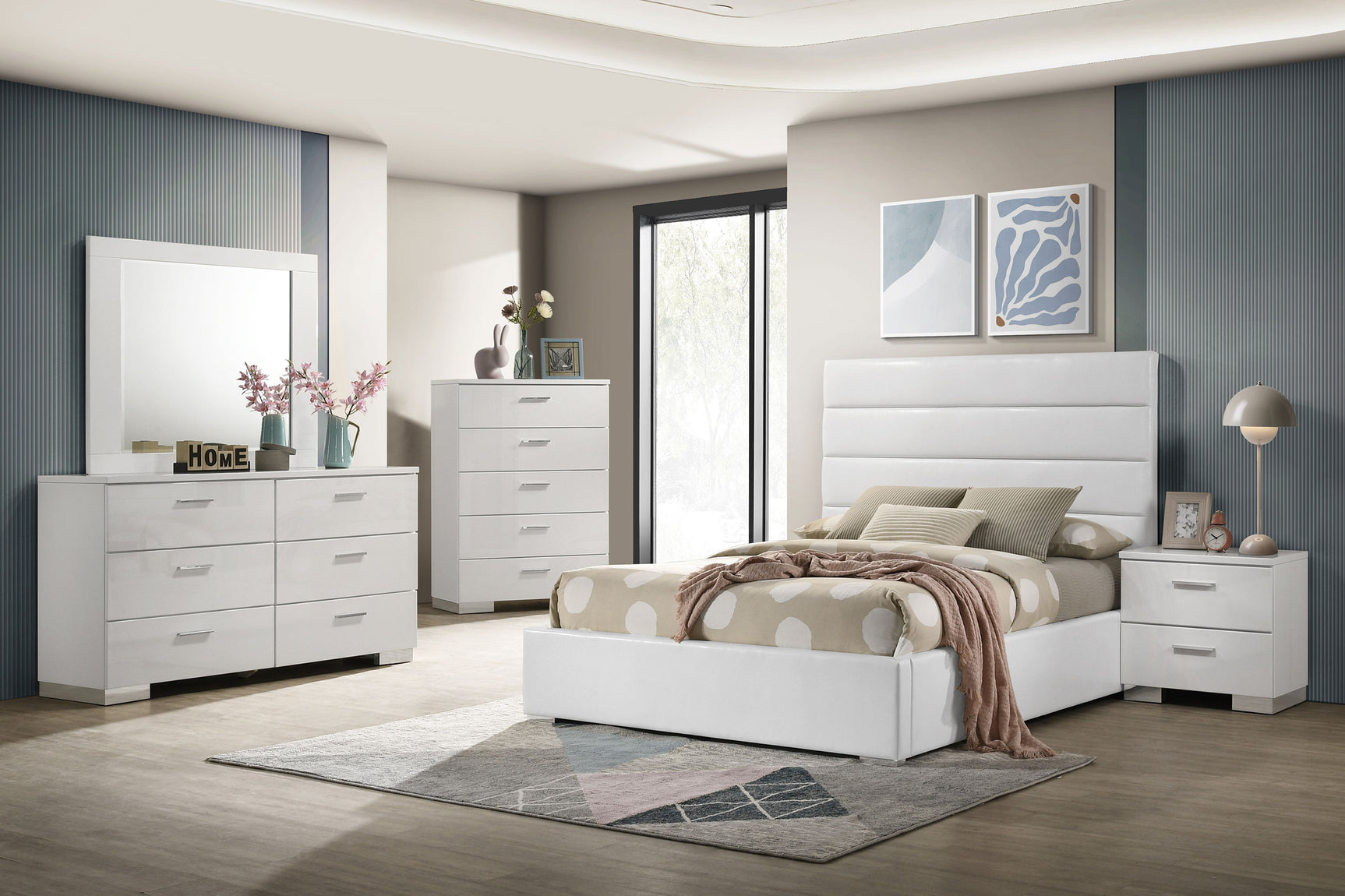 Felicity 53-inch Upholstered Full Platform Bed White - Tampa Furniture Outlet