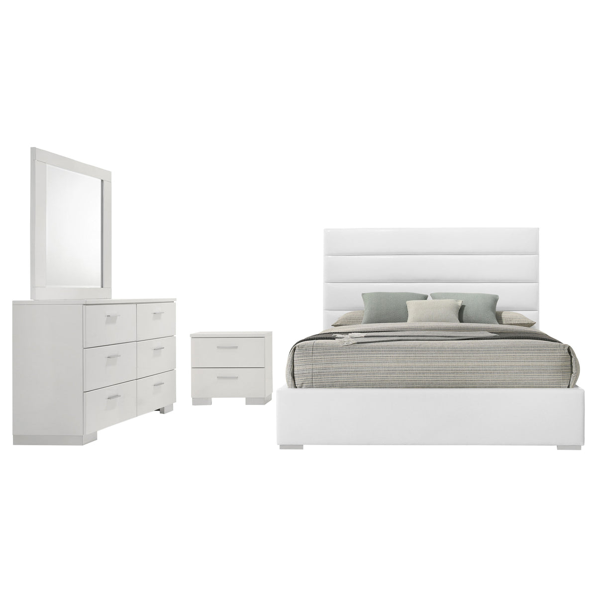 Felicity 4-piece Eastern King Bedroom Set White High Gloss